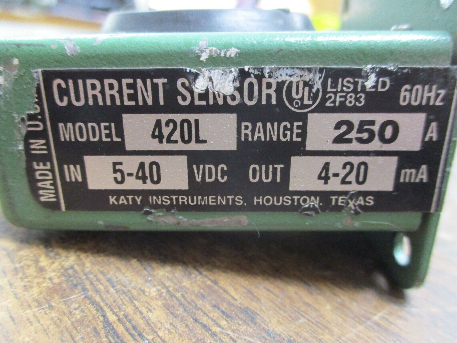 Katy Current Sensor 420L Range: 250A Input: 5-40VDC Output: 4-20mA Used