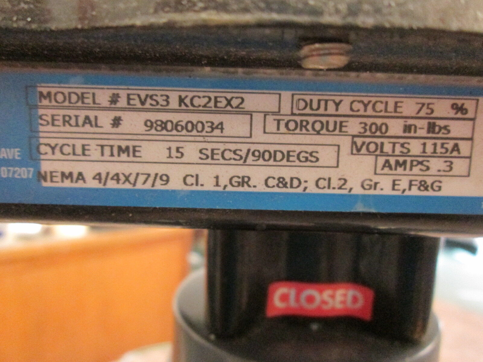 Hayward Actuating Butterfly Valve EVS3 KC2EX2 150PSI PVC Body 115V 0.3A Used