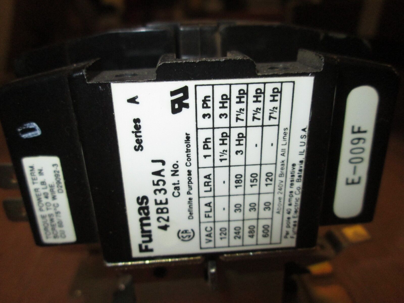 Furnas Contact 42BE35AJ 24V Coil 30FLA Used
