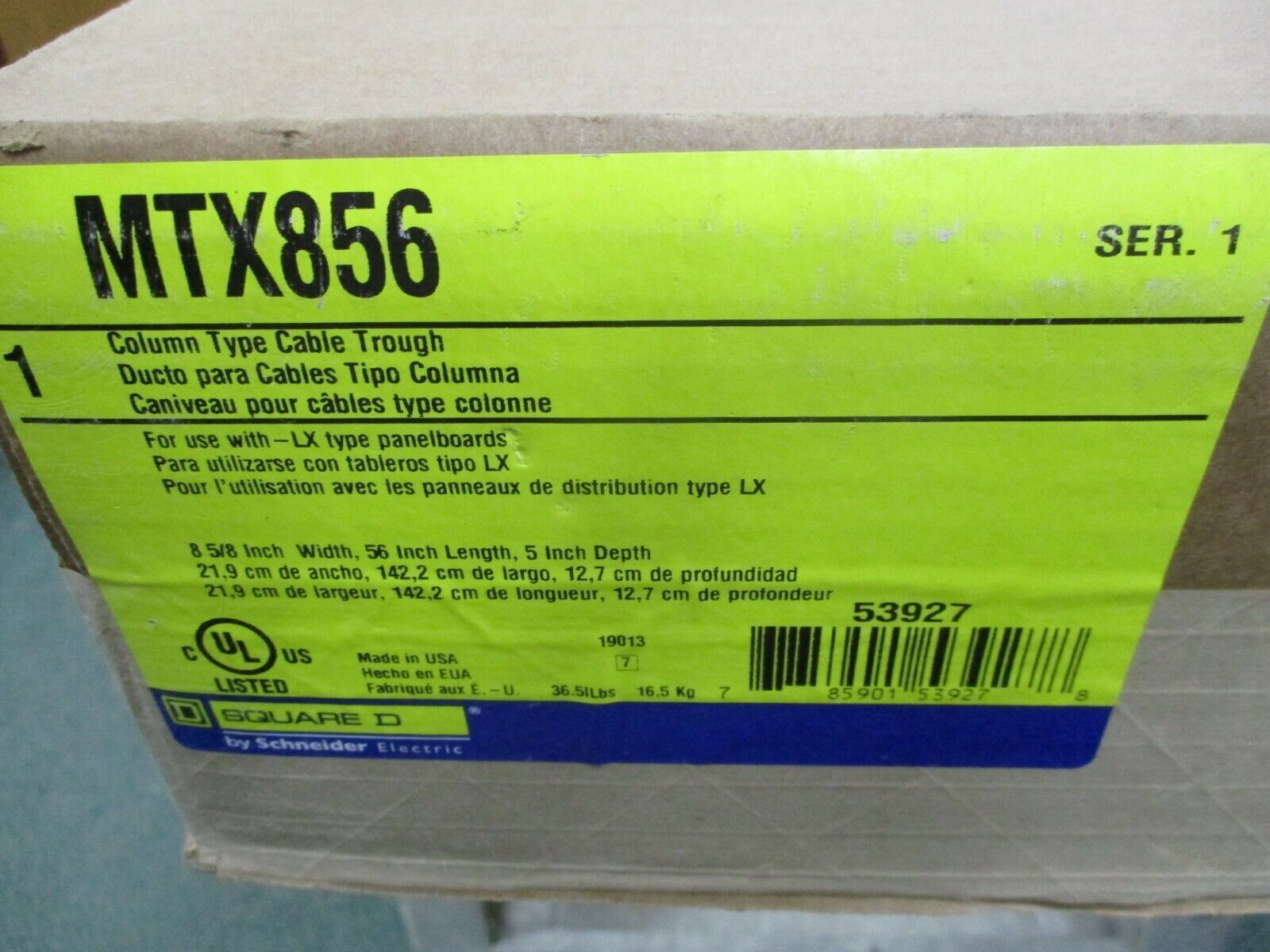 Square D Column Type Cable Trough MTX856 Ser. 1 For Use w/ NF Type Panelboards