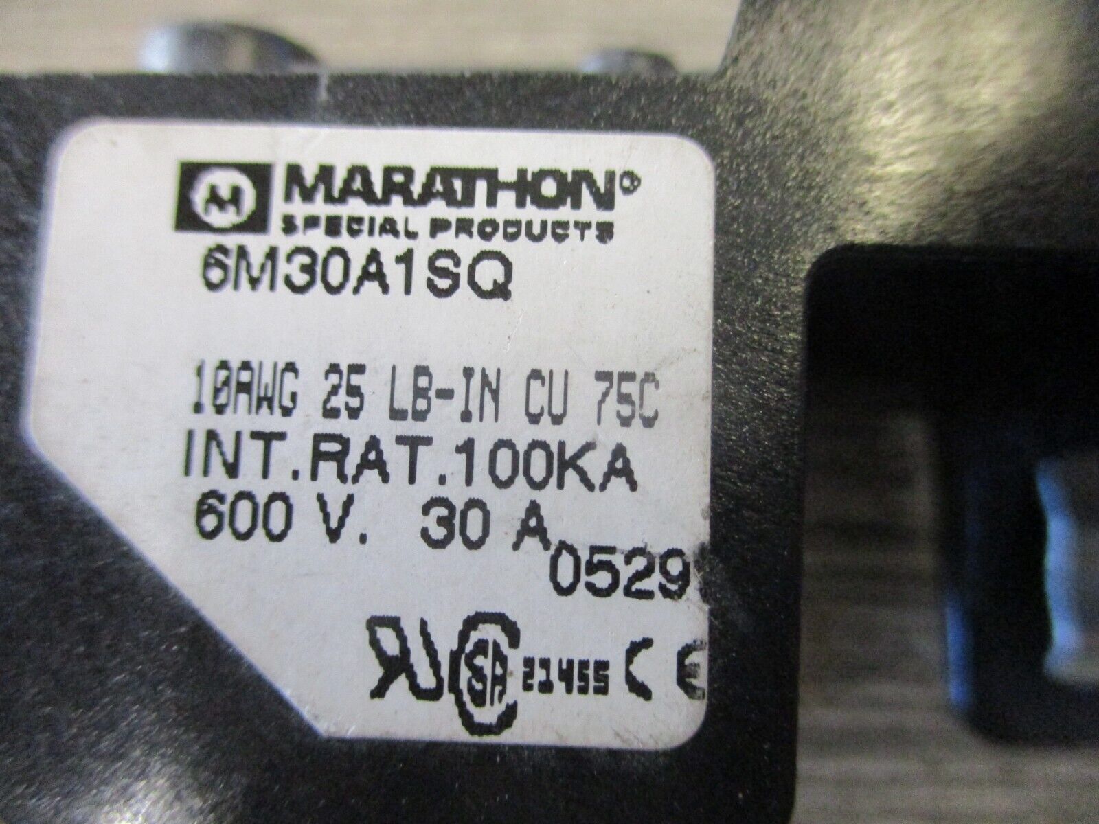 Marathon Fuseholder 6M30A1SQ 30A 600V 1P *lot of 3* Used