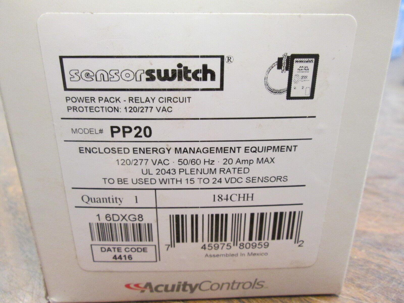 Acuity Controls Sensor Switch Power Pack - Relay Circuit PP20 120-277V 50/60Hz
