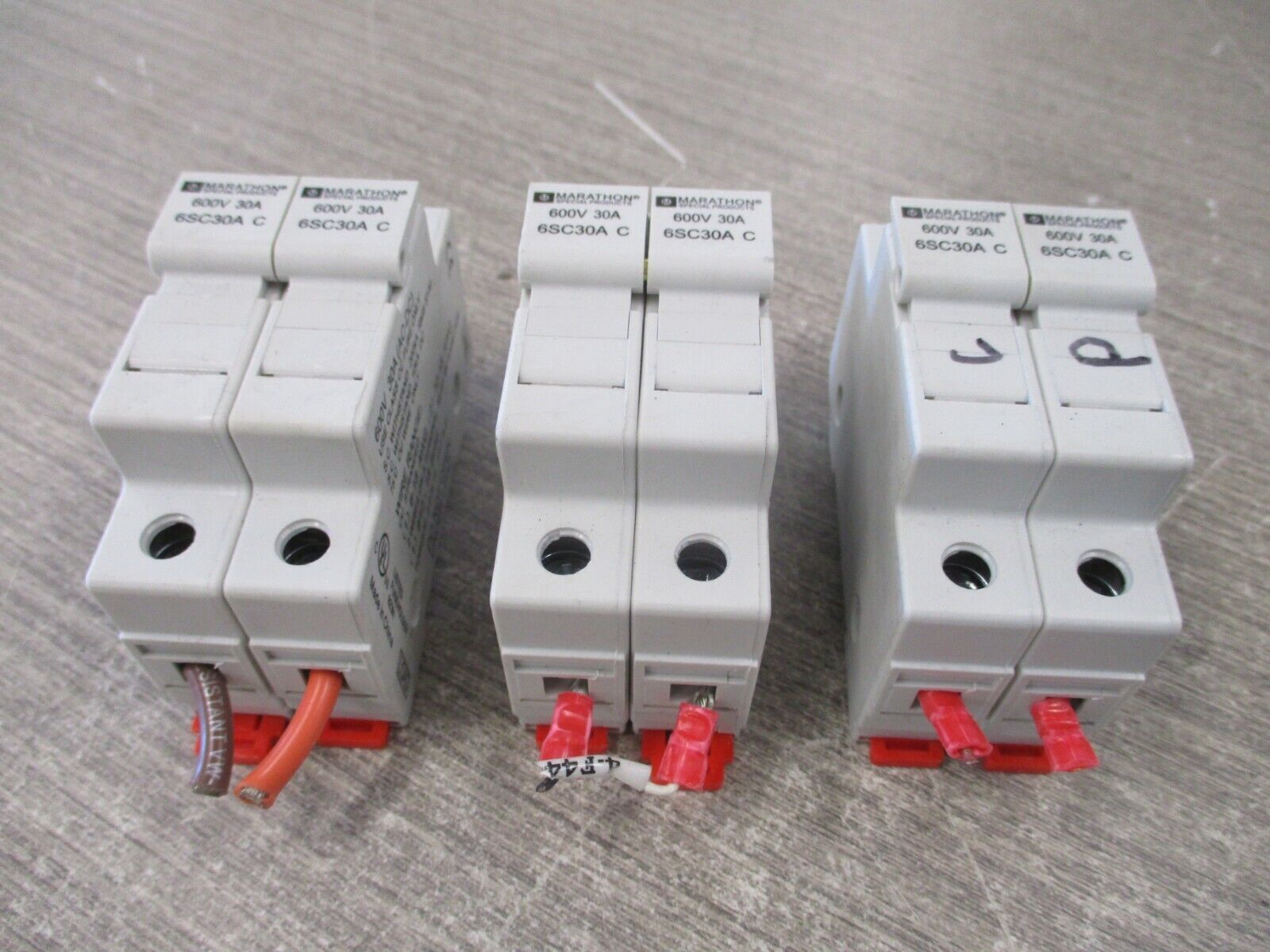 Marathon Fuse Holder 6SC30A C 30A 600V 2P *Lot of 3* Used