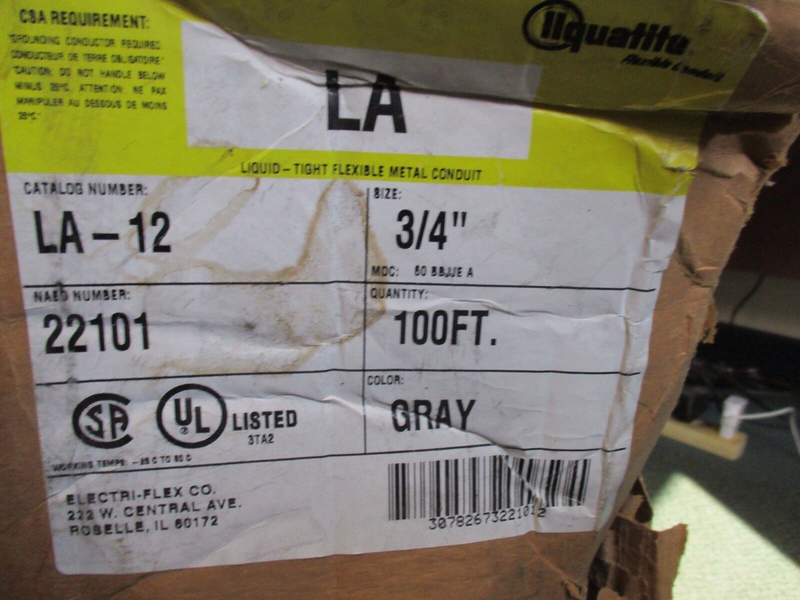 Electriflex Liquatite Flexible Conduit LA-12 Size: 3/4" "Approx 33ft"New Surplus