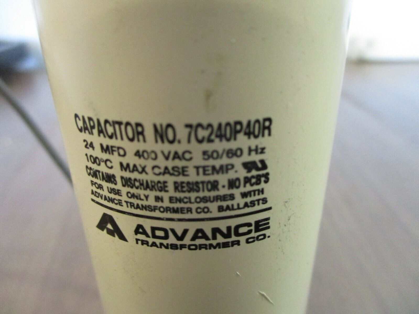 Advance Capacitor 7C240P40R 24MFD 400VAC 50/60Hz Used