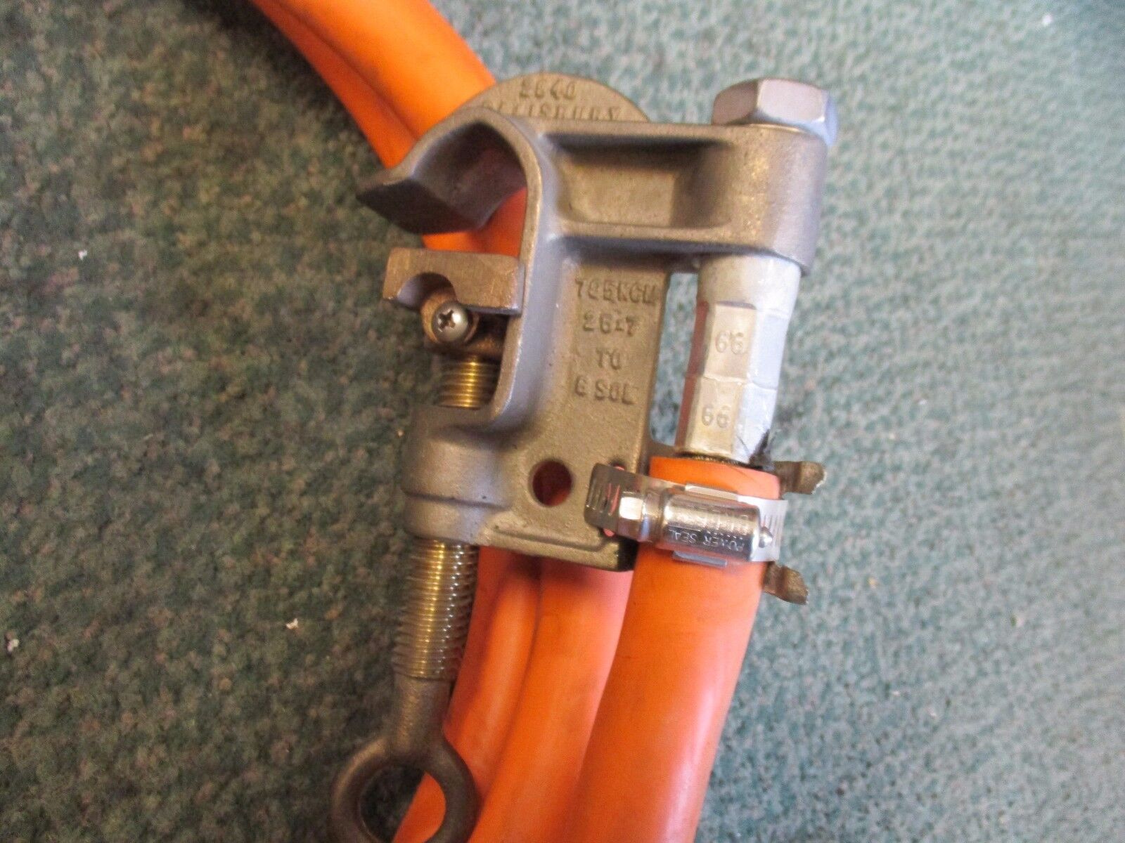 Salisbury Copper "C" Clamps w/Cable 2840 785 KCM "Pair of clamps on wire" Used