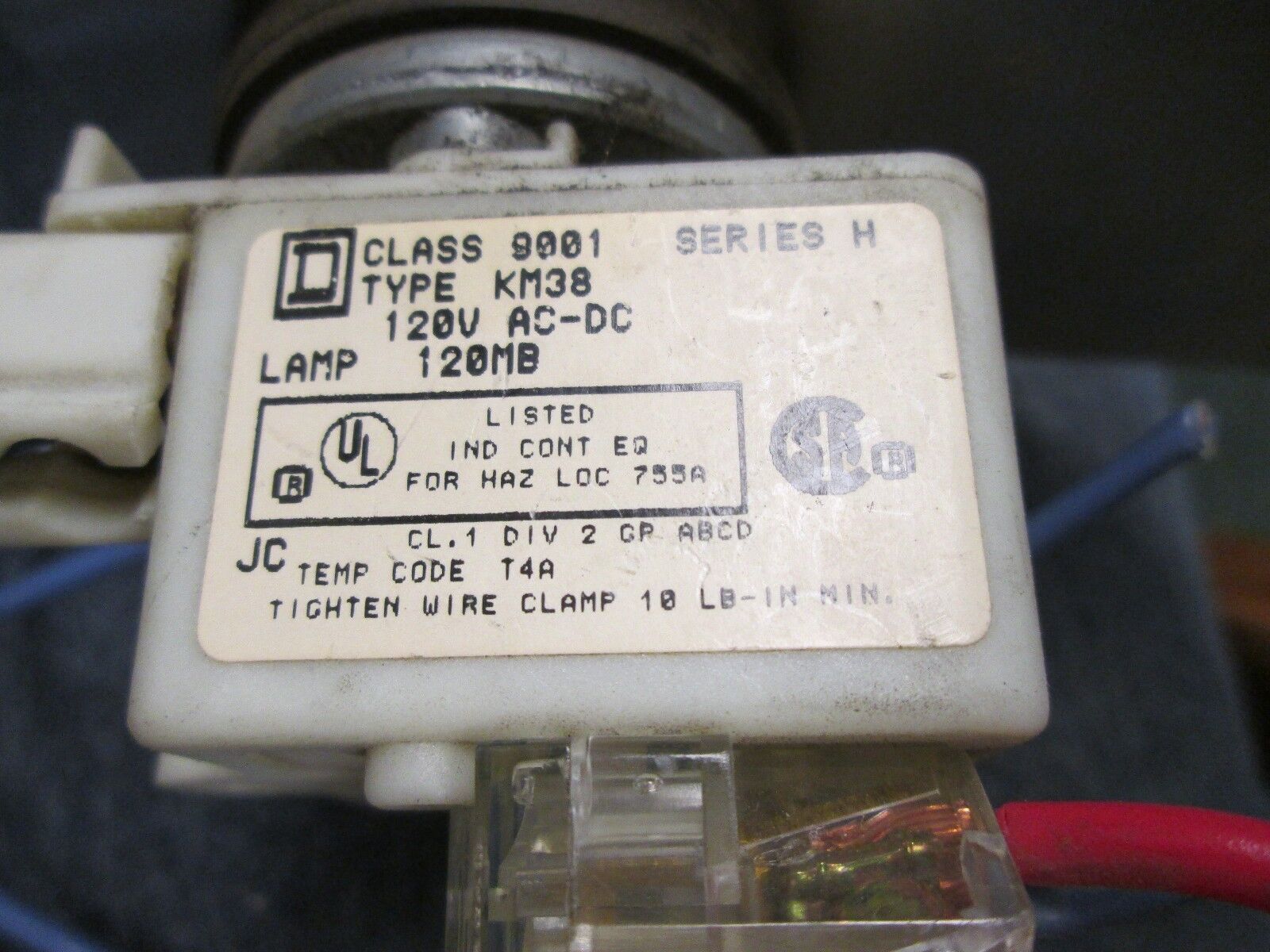 Square D Push Button, 9001 KM38, 120V, Red, Used