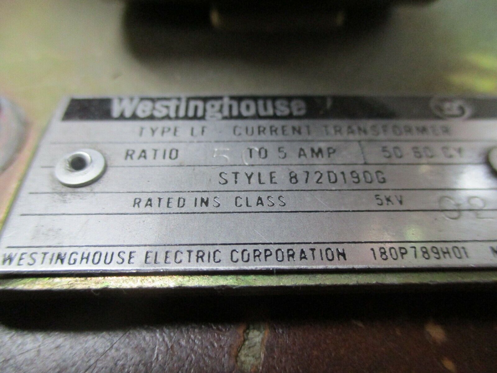 Westinghouse Type LF Current Transformer 872D190G Ratio 50:5A 50-60Hz Used