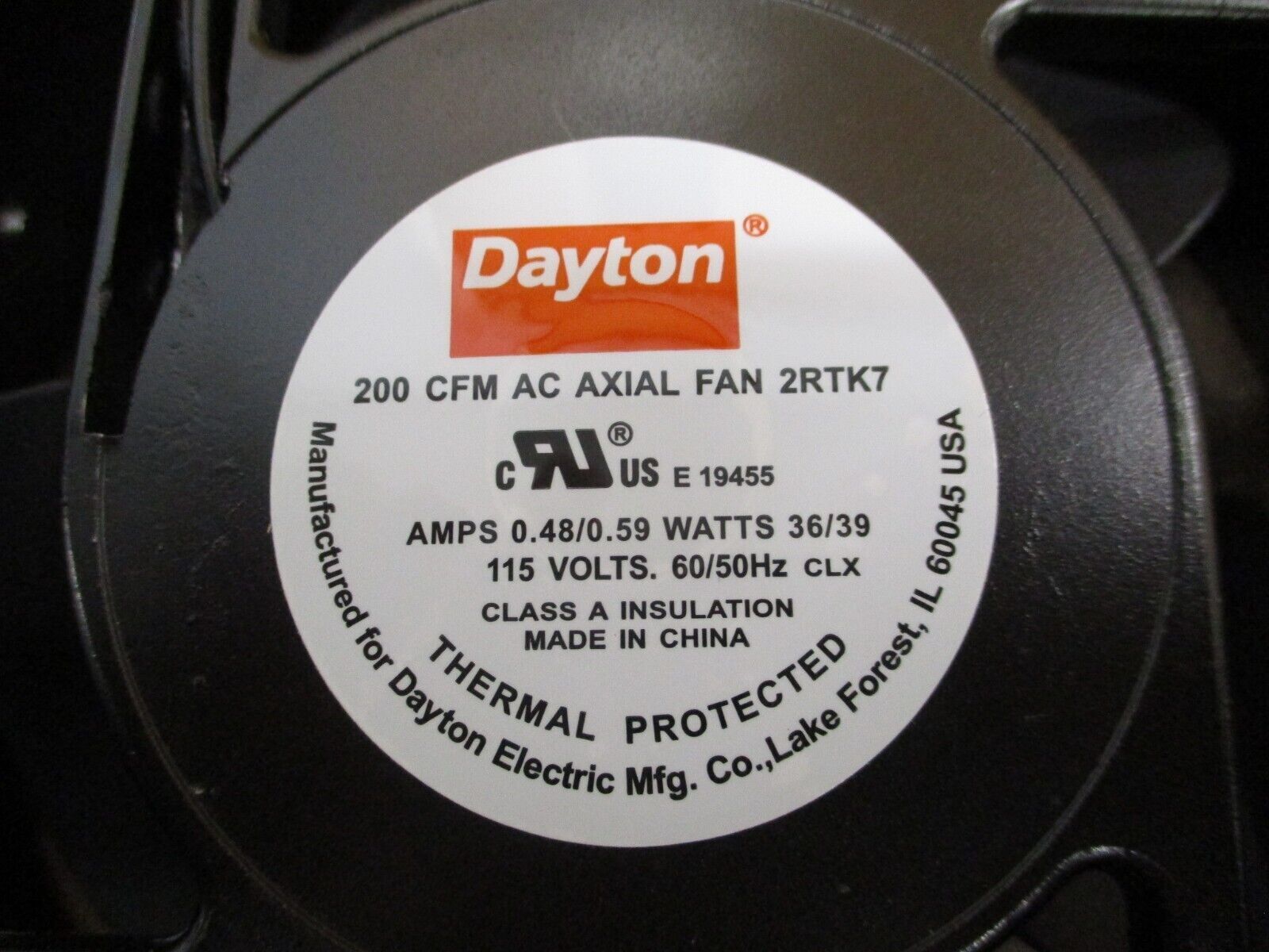 Dayton AC Axial Fan 2RTK7 115V 200 CFM New Surplus