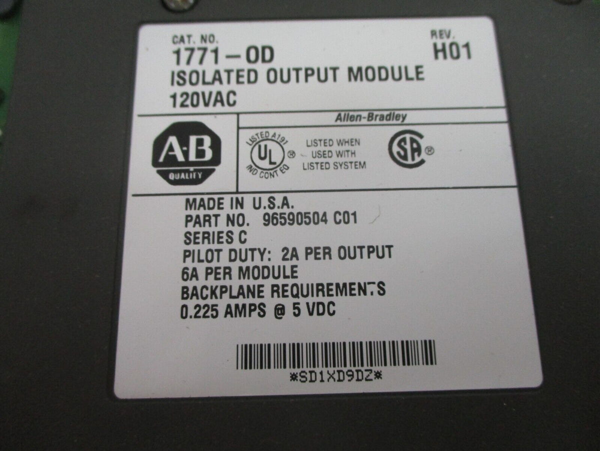 Allen-Bradley Isolated Output Module 1771-OD Rev. H01 120VAC Used