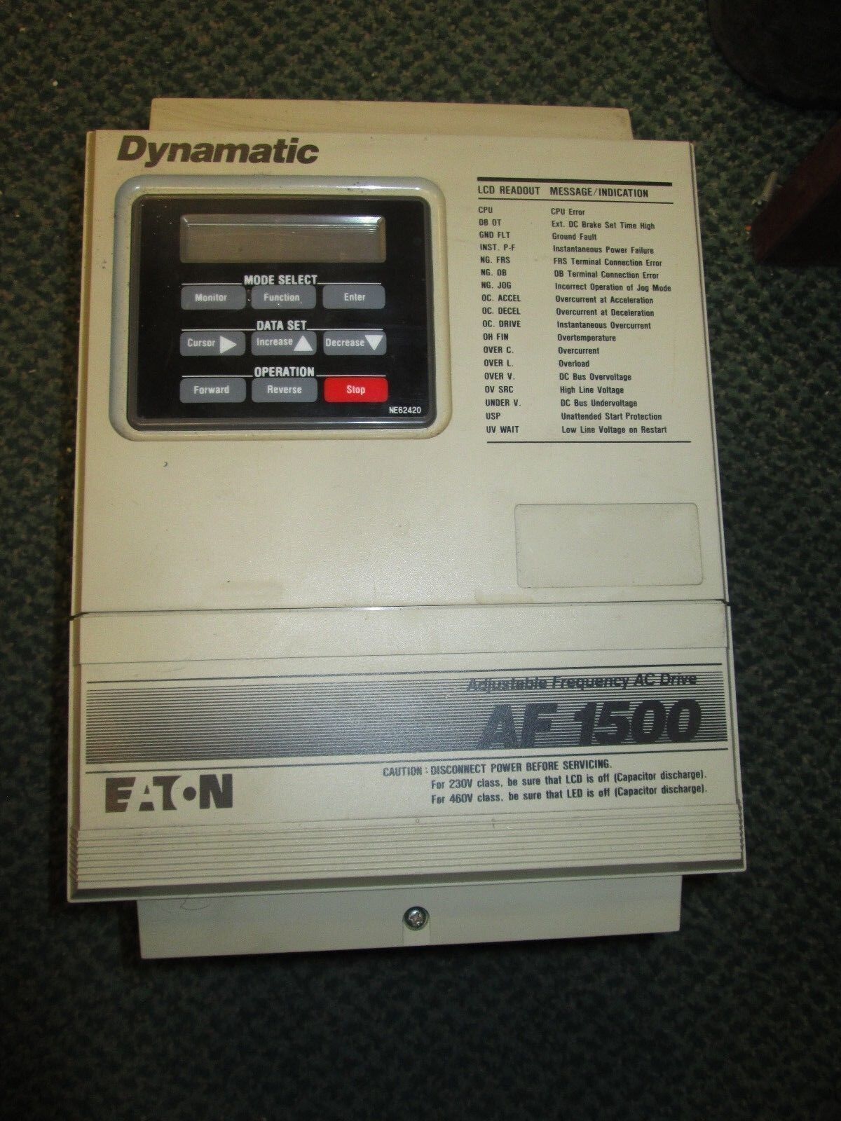 Eaton Dynamatic AC Drive AF-150302-0480 13-16-1003 3HP Used