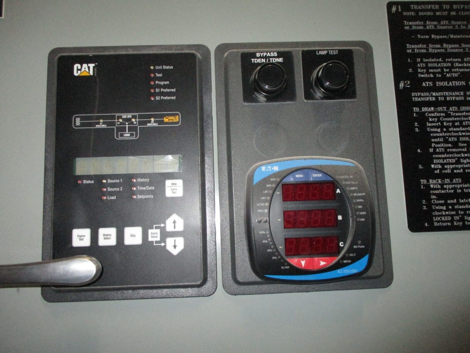 CAT / Eaton Bypass Isolation Automatic Transfer Switch BIC8C3X30800XSU 800A Used