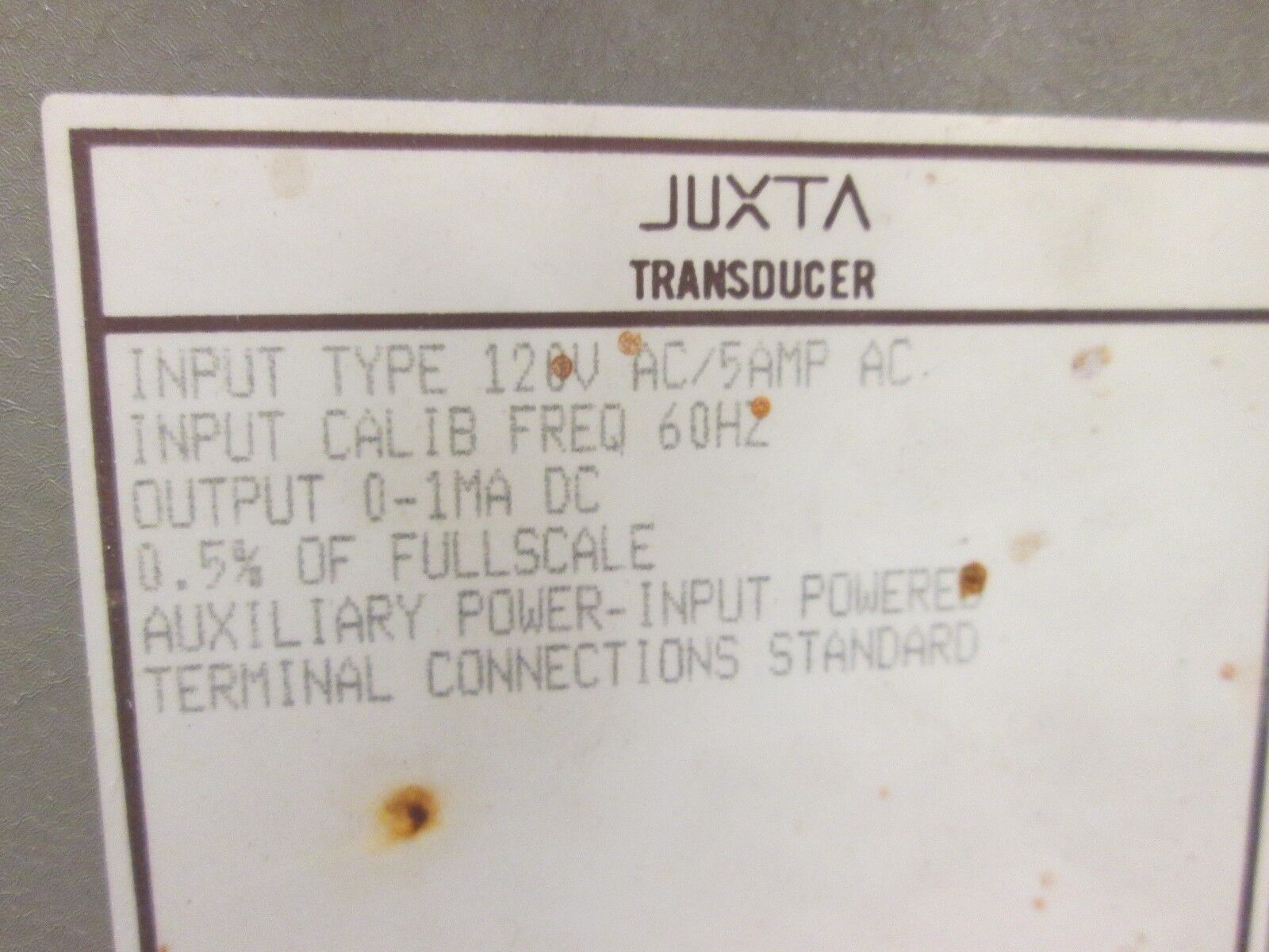 Yokogawa Juxta Transducer AH96SM0067 Input: 120V 5A 60Hz Output: 0-1MA DC Used