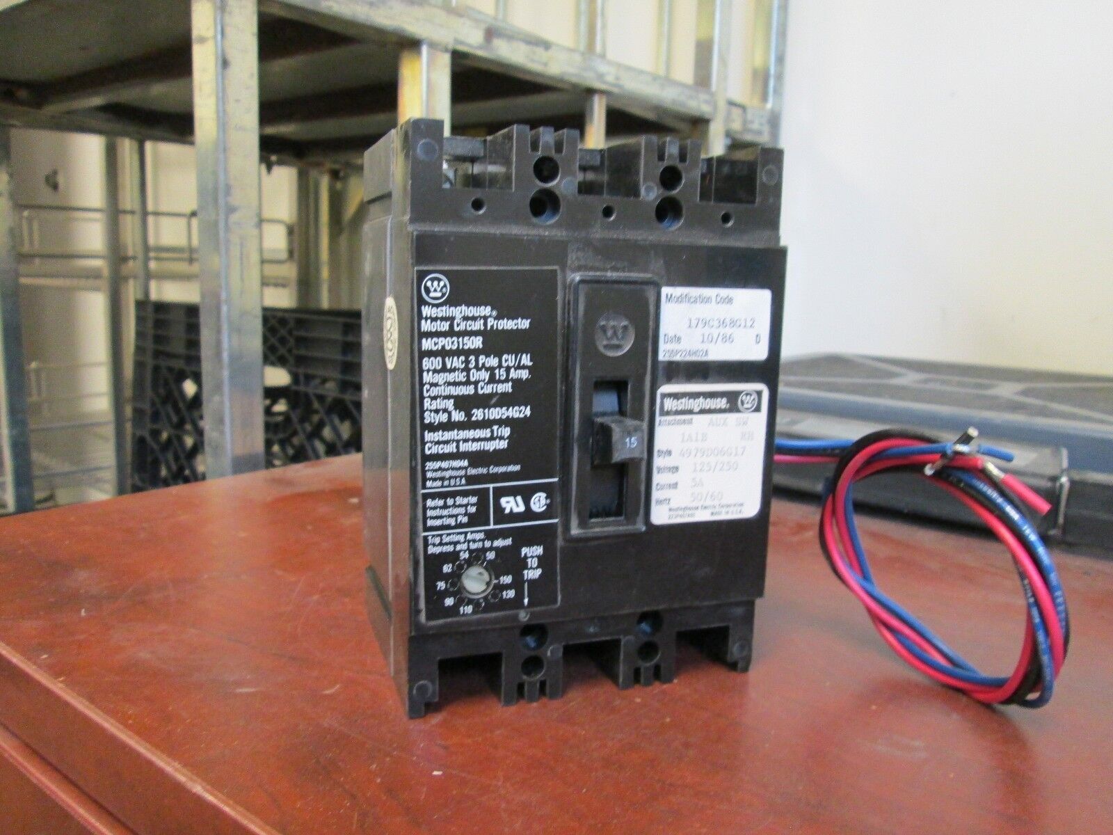 Westinghouse Motor Circuit Protector MCP03150R 15A 600V 3P New Surplus