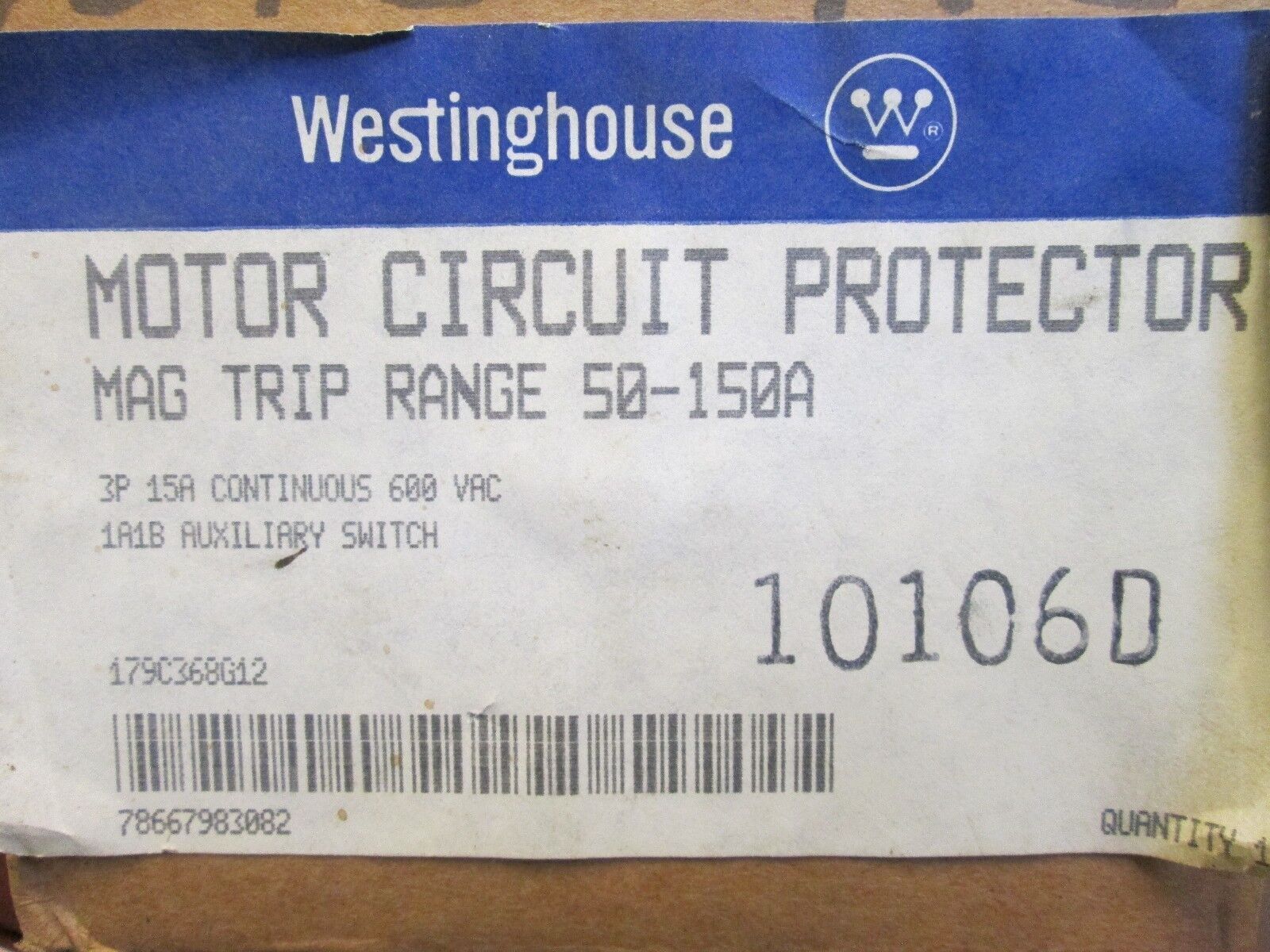 Westinghouse Motor Circuit Protector MCP03150R 15A 600V 3P New Surplus