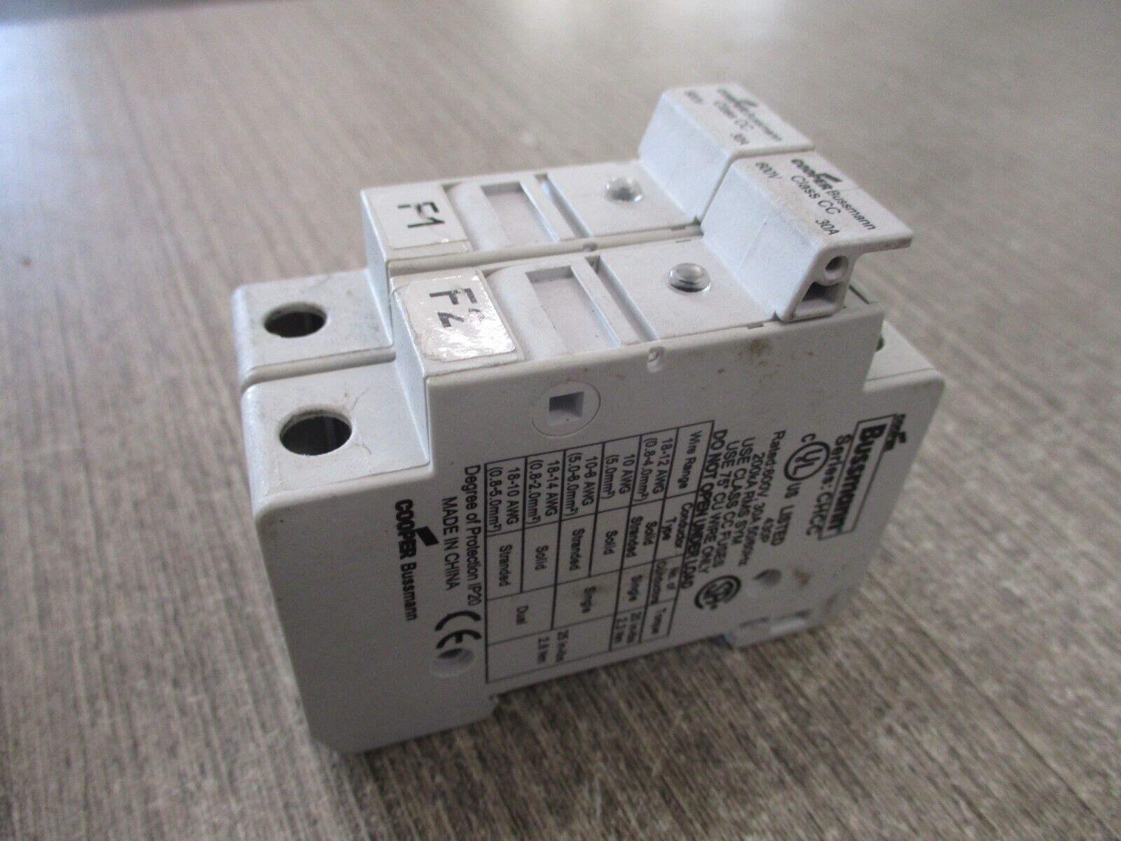 Cooper Bussmann Fuseholder CHCC1 30A 600V 1P *Lot of 2* Used