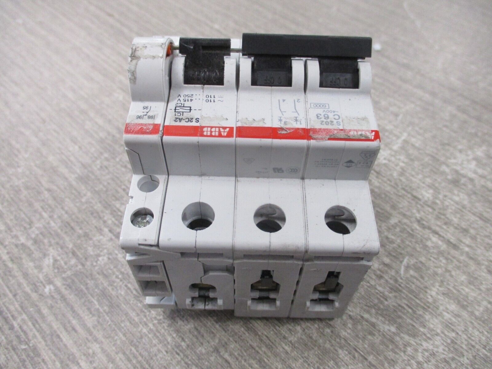 ABB Circuit Breaker S 202 C63 63A 400V 3P w/ Aux Contact Used