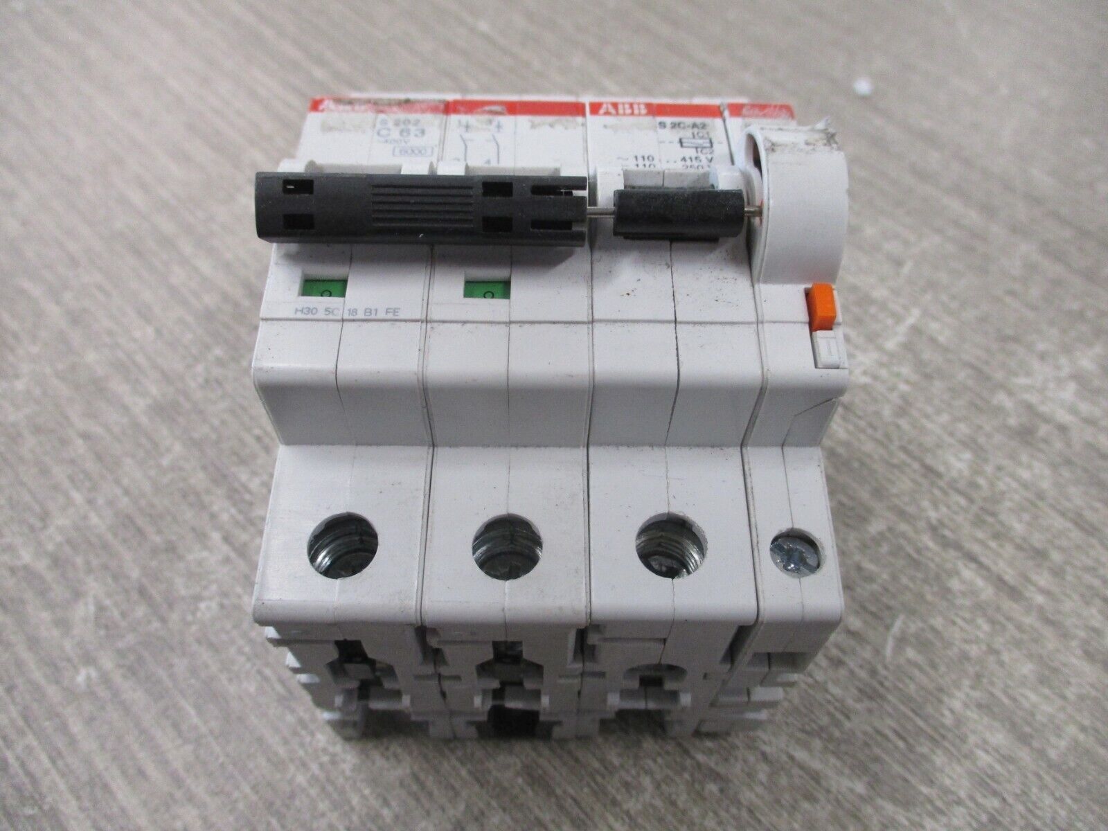 ABB Circuit Breaker S 202 C63 63A 400V 3P w/ Aux Contact Used