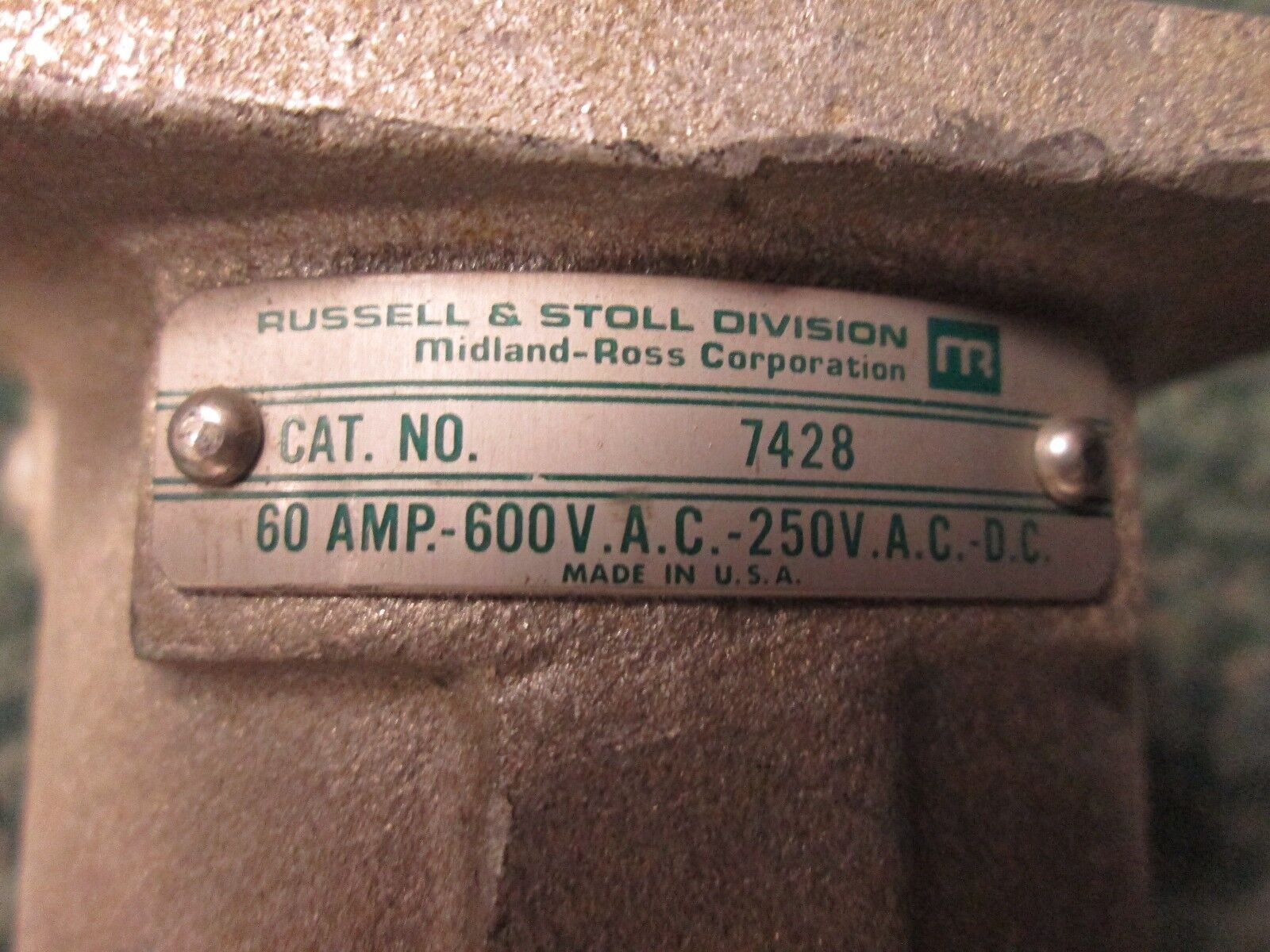 Russellstoll Receptacle 7428 60A 600V 3W +G Used