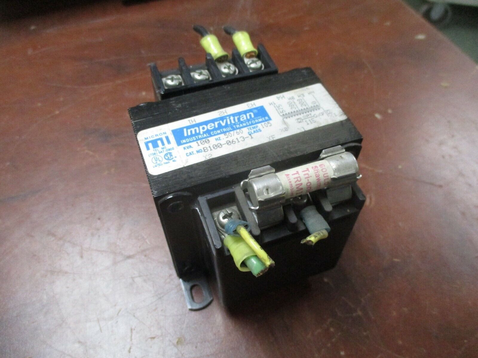 Micron Impervitran Control Transformer B100-0613-1 0.100KVA Pri: 208/380/575V