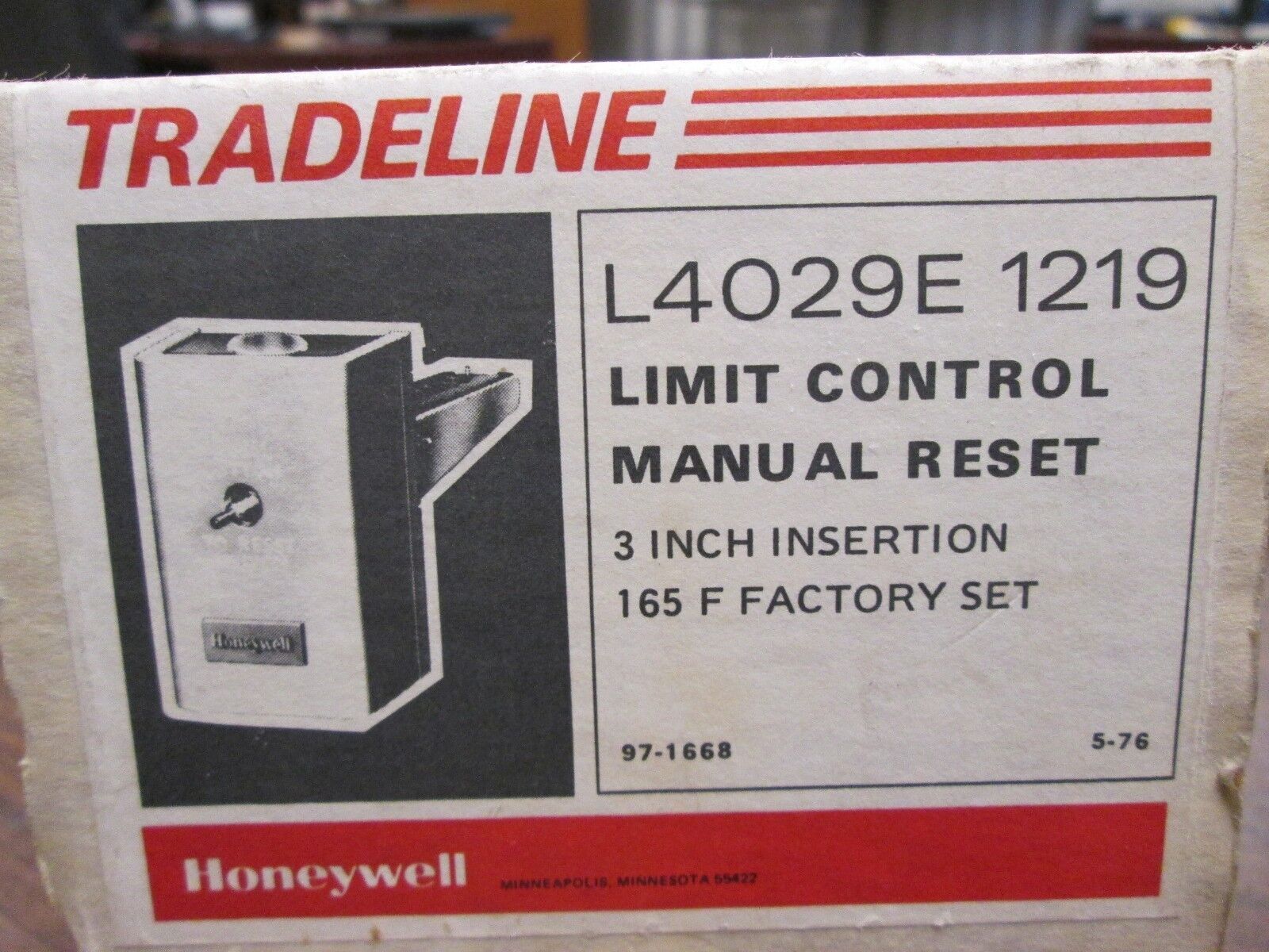 Tradeline Limit Control Manual Reset L4029E1219 3" Insertion