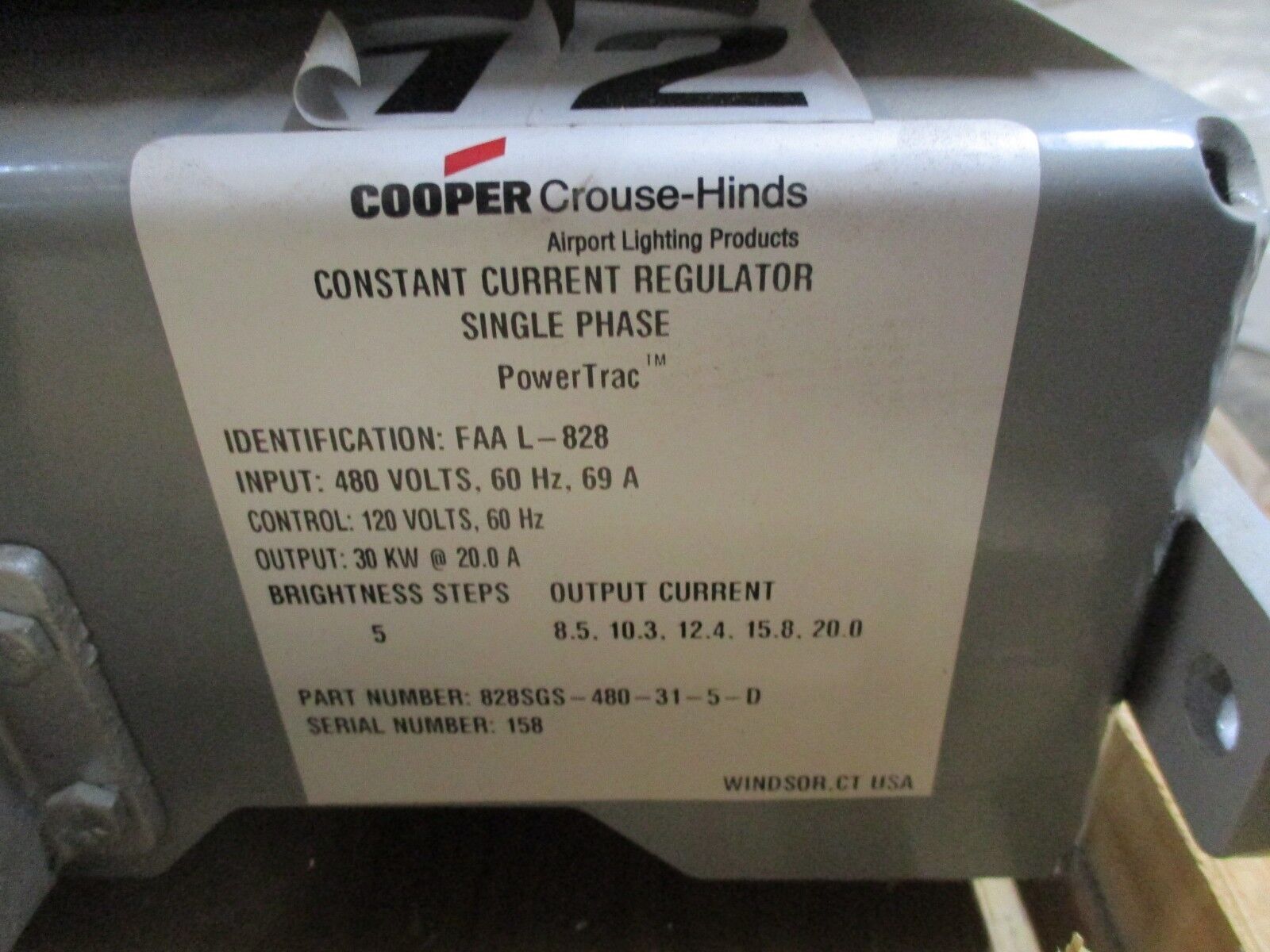 Cooper Crouse-Hinds PowerTrac Constant Current Regulator 828SGS-480-31-5-D