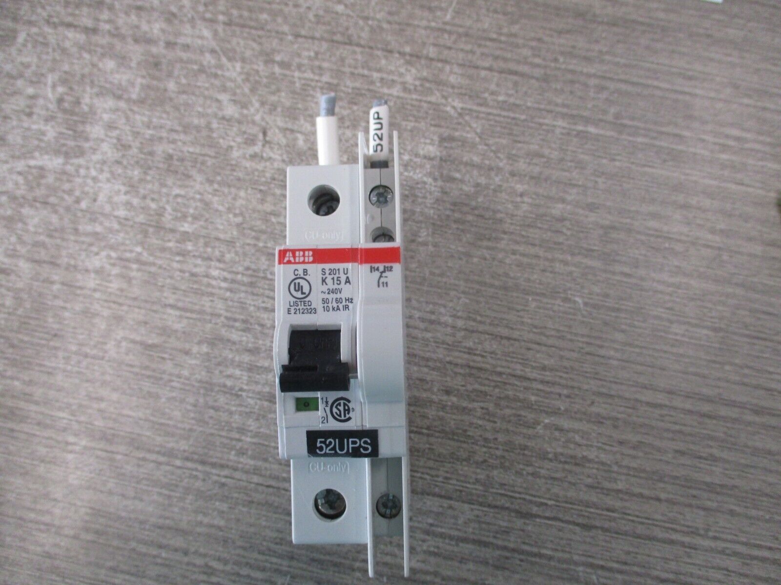 ABB Circuit Breaker W/IP Adder S 201 U K 15 A 15A 240V 2P Used