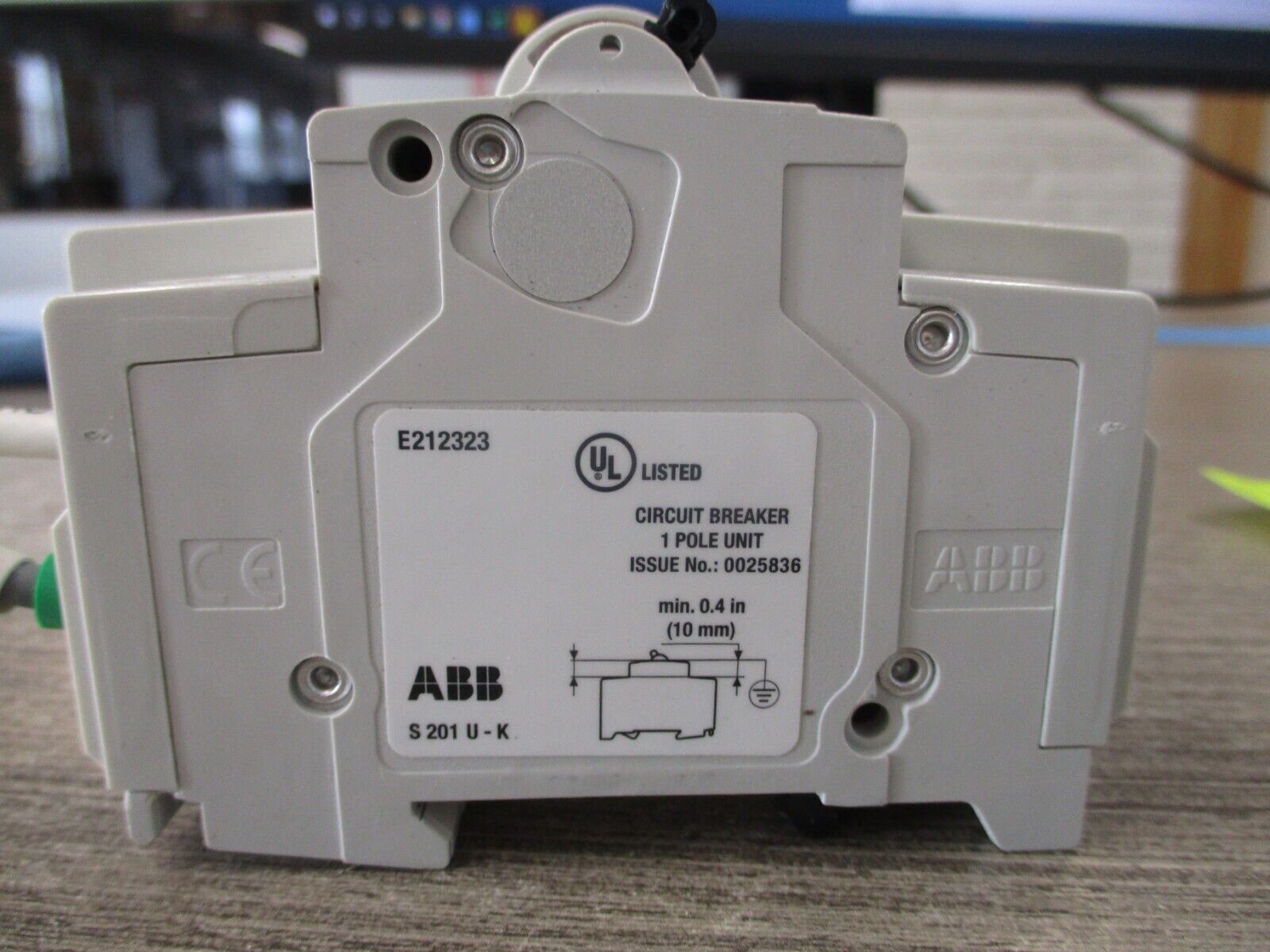 ABB Circuit Breaker W/IP Adder S 201 U K 15 A 15A 240V 2P Used