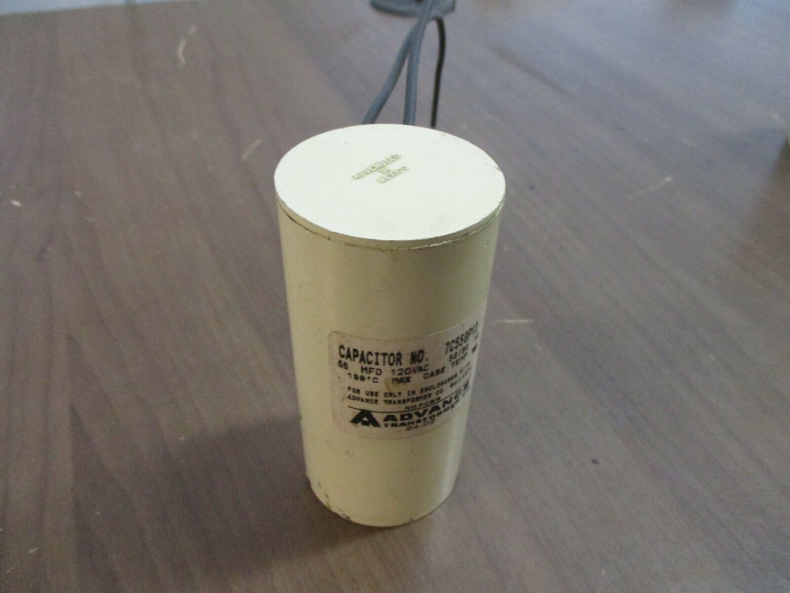 Advance Capacitor 7C550P12 55MFD 120VAC 50/60Hz Used
