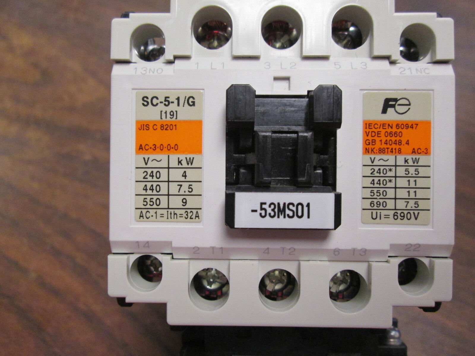 Fuji Electric SC-5-1/G Starter SC20AG/TR-5-1N TR20N 24VDC Coil 32A 600V Used