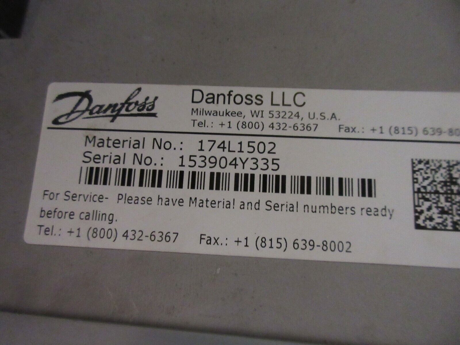 Danfoss AC Drive w/ Bypass 174L1502 25HP 3Ph Drive: 131F0775 w/ Keypad Used