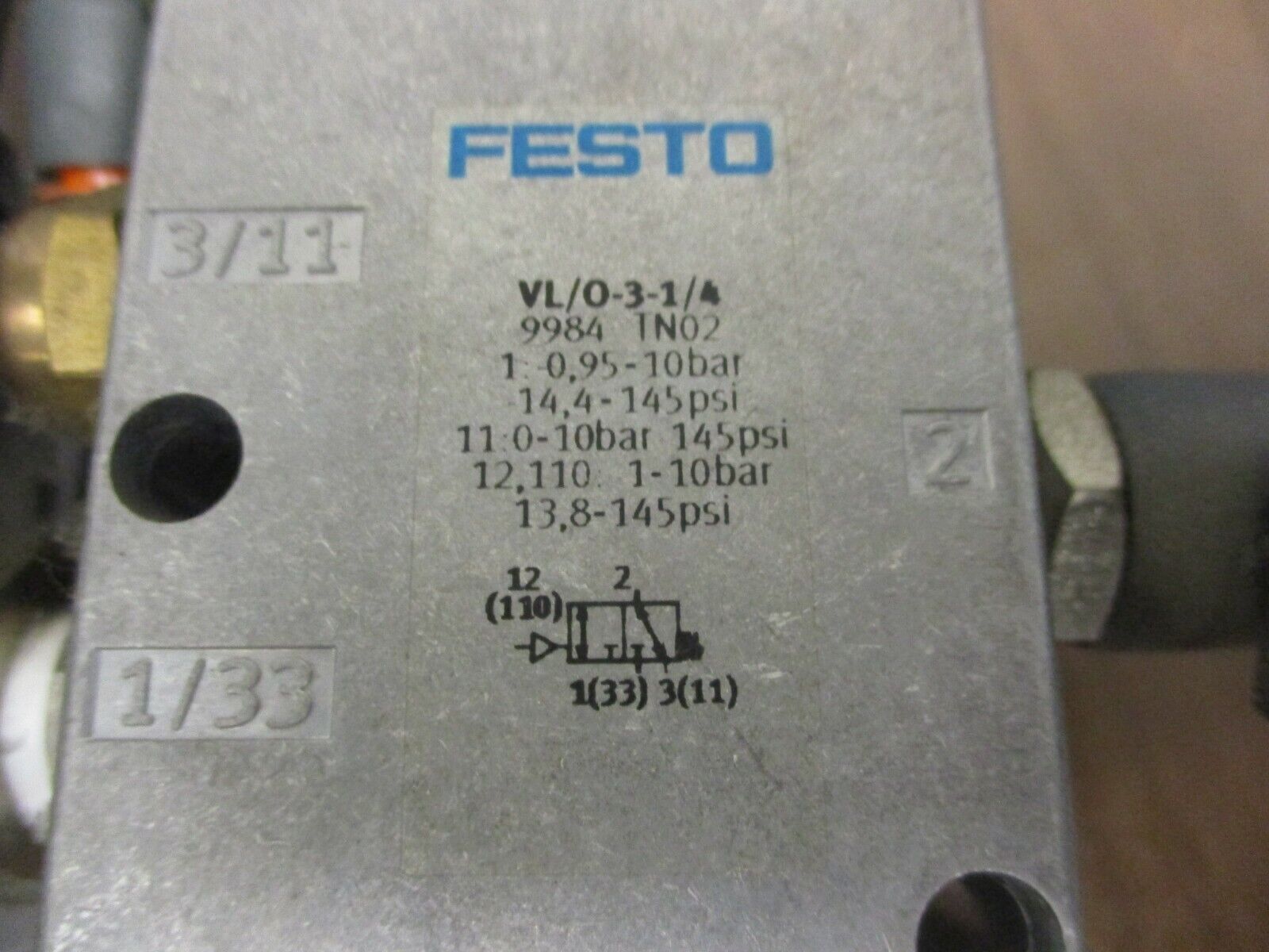 Festo Filter Regulator w/ Solenoid MS6-LFR-1/2-D5-ERM-AS 60/290PSI Used