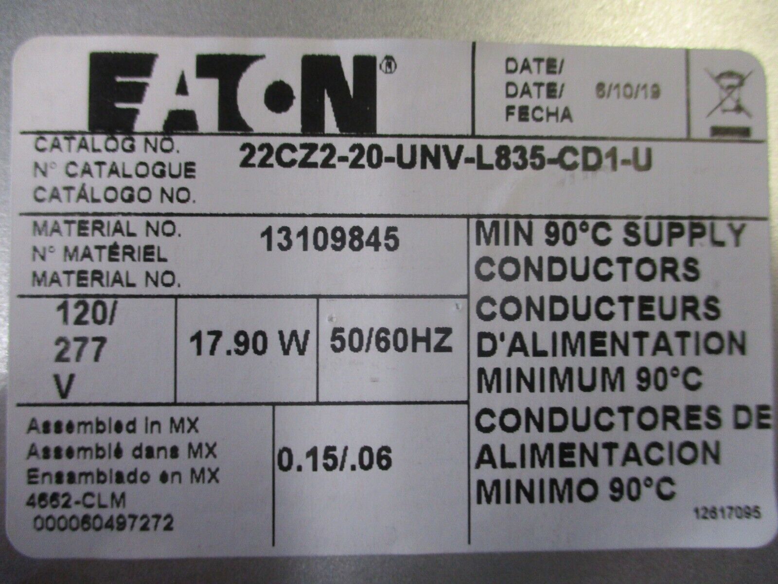 Eaton Metalux Recessed Troffer 22CZ2-20-UNV-L835-CD1-U 2'x2' *New Surplus*