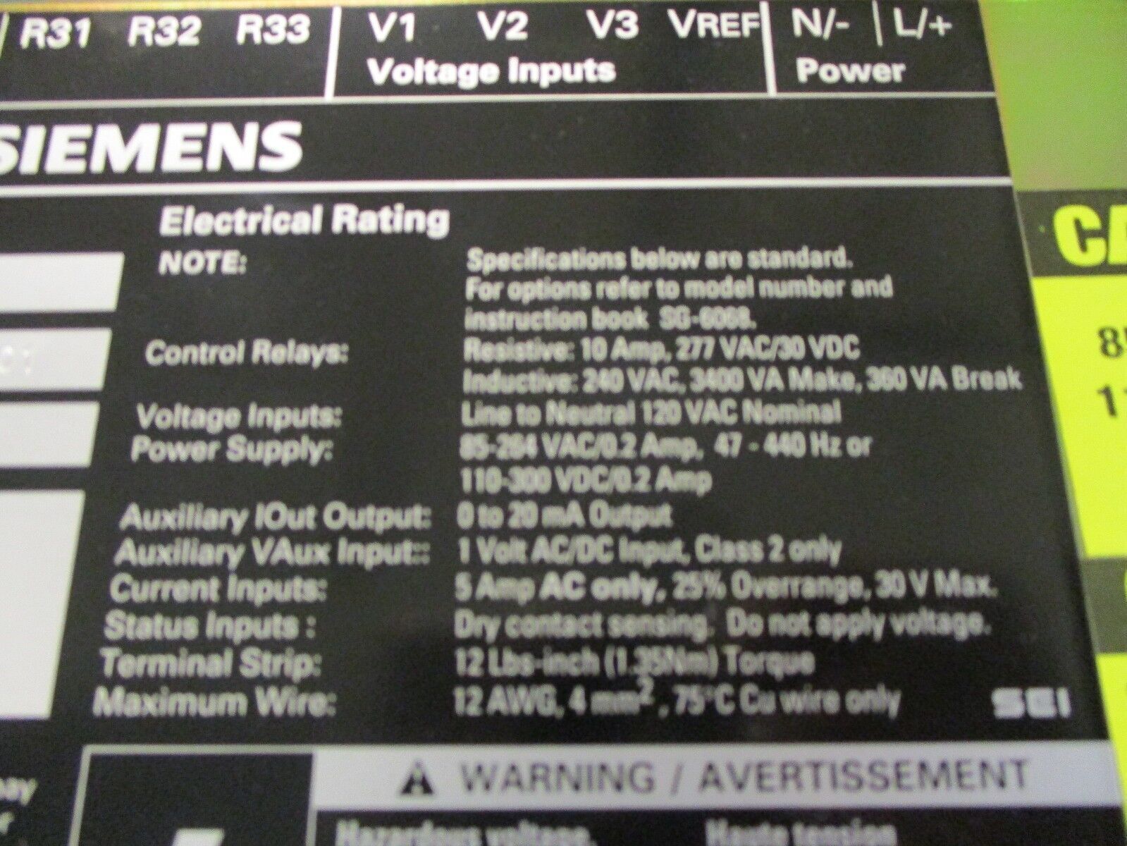 Siemens 4720-Power Meter 4720-DRMC-11-51T Software Ver: 1.3.0.1 Used