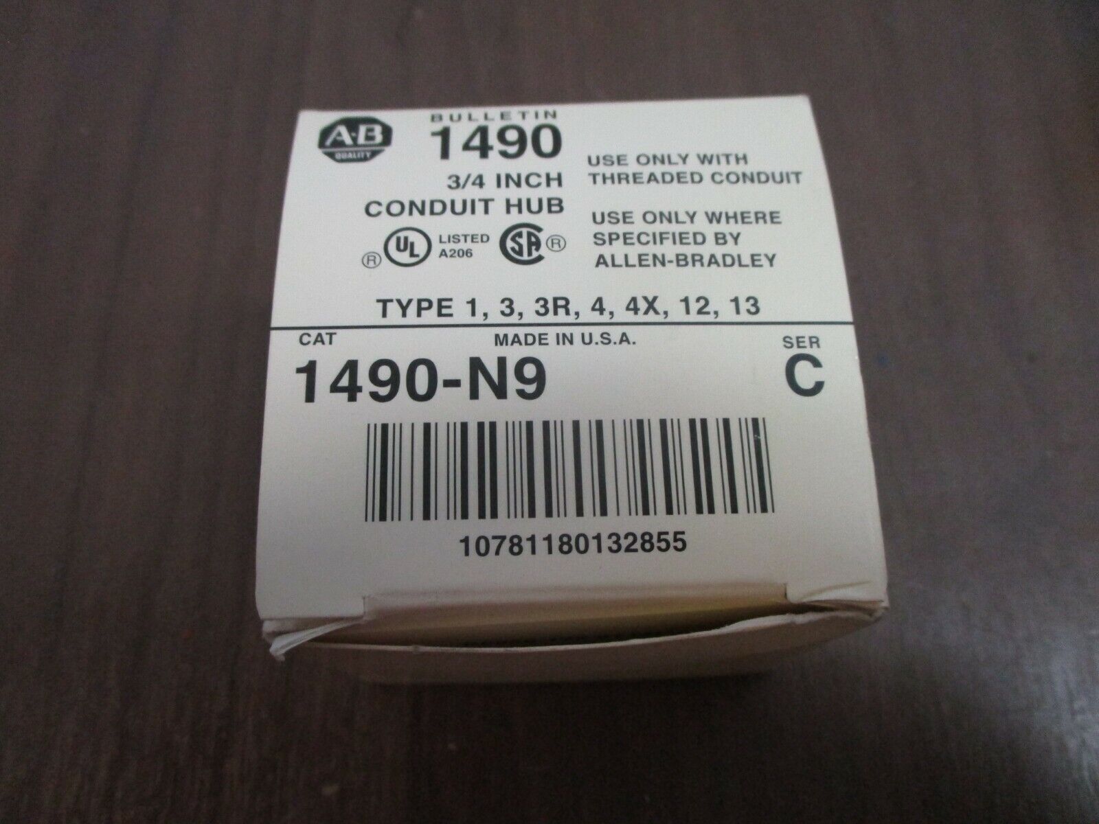 Allen-Bradley 3/4" Conduit Hub 1490-N9 Ser. C Type: 1, 3, 3R, 4, 4X, 12, 13