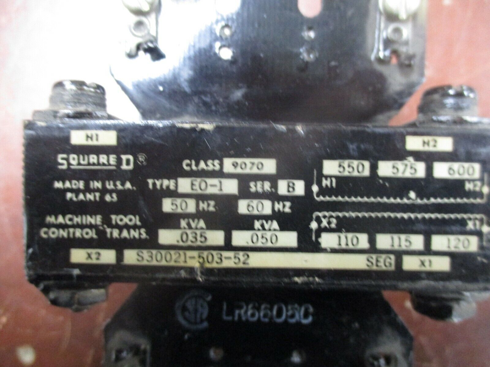 Square D Control Transformer 9070 E0-1 0.050KVA Pri: 600V Sec: 120V Used