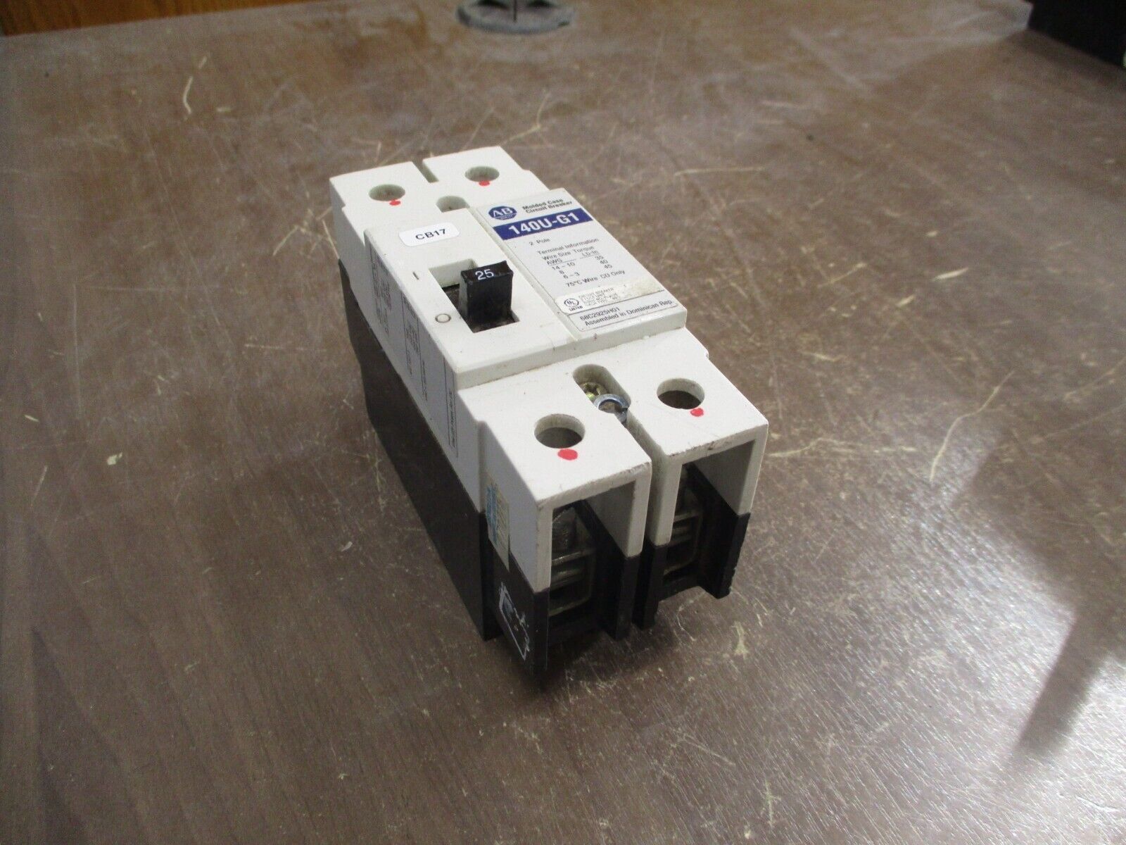 Allen-Bradley 140U-G1 Circuit Breaker 68C2925H01 25A 2P Used