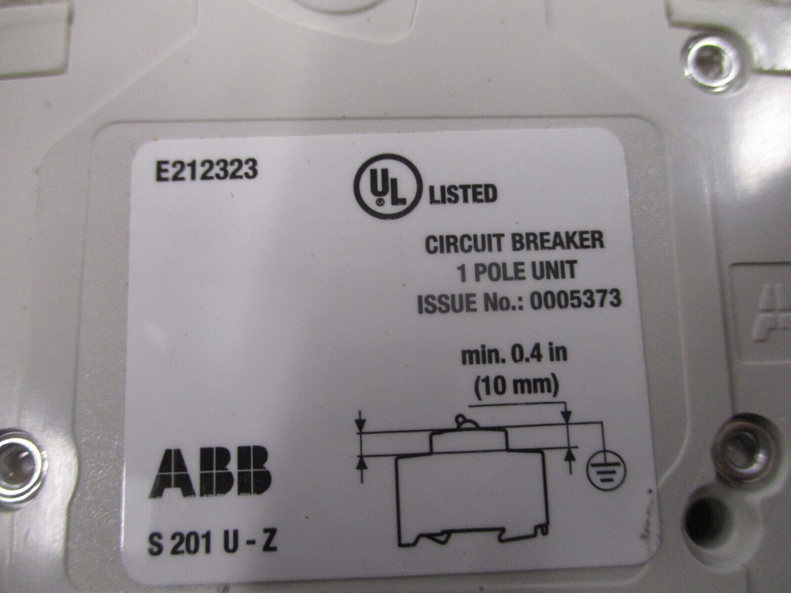 ABB Circuit Breaker S 201 U Z 15A 15A 240V 1P *Lot Of 2* Used