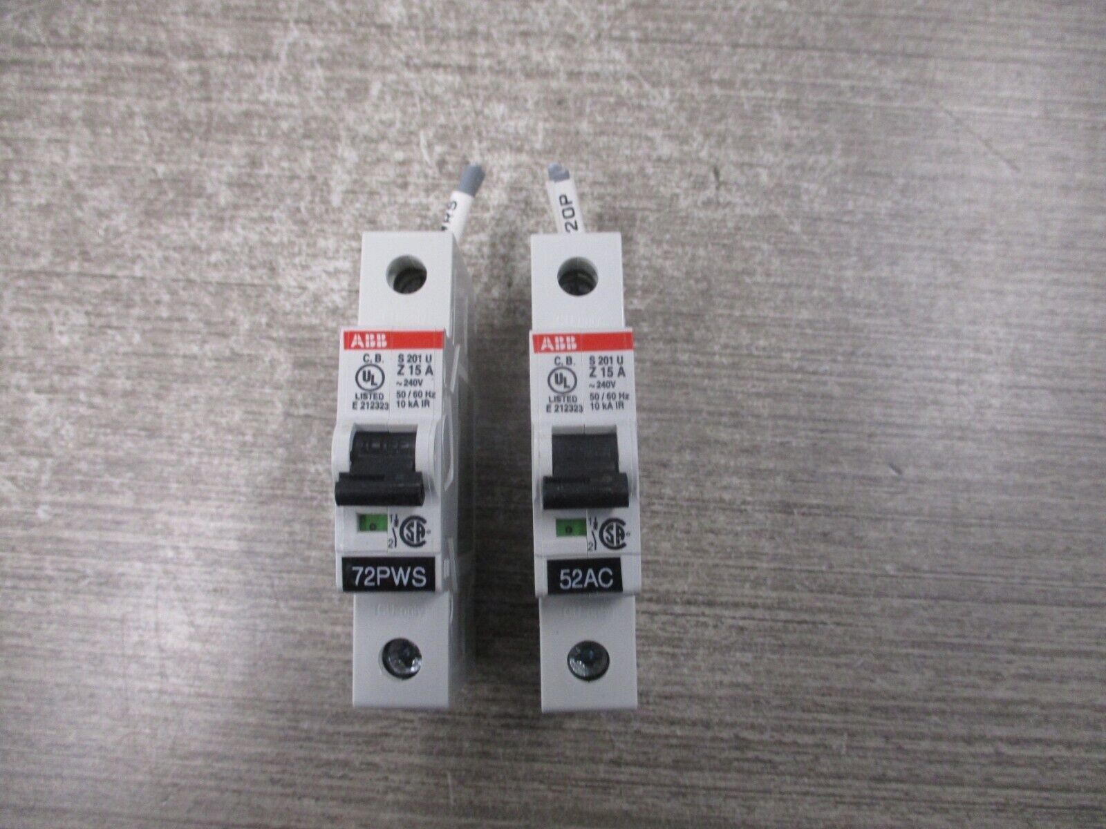 ABB Circuit Breaker S 201 U Z 15A 15A 240V 1P *Lot Of 2* Used