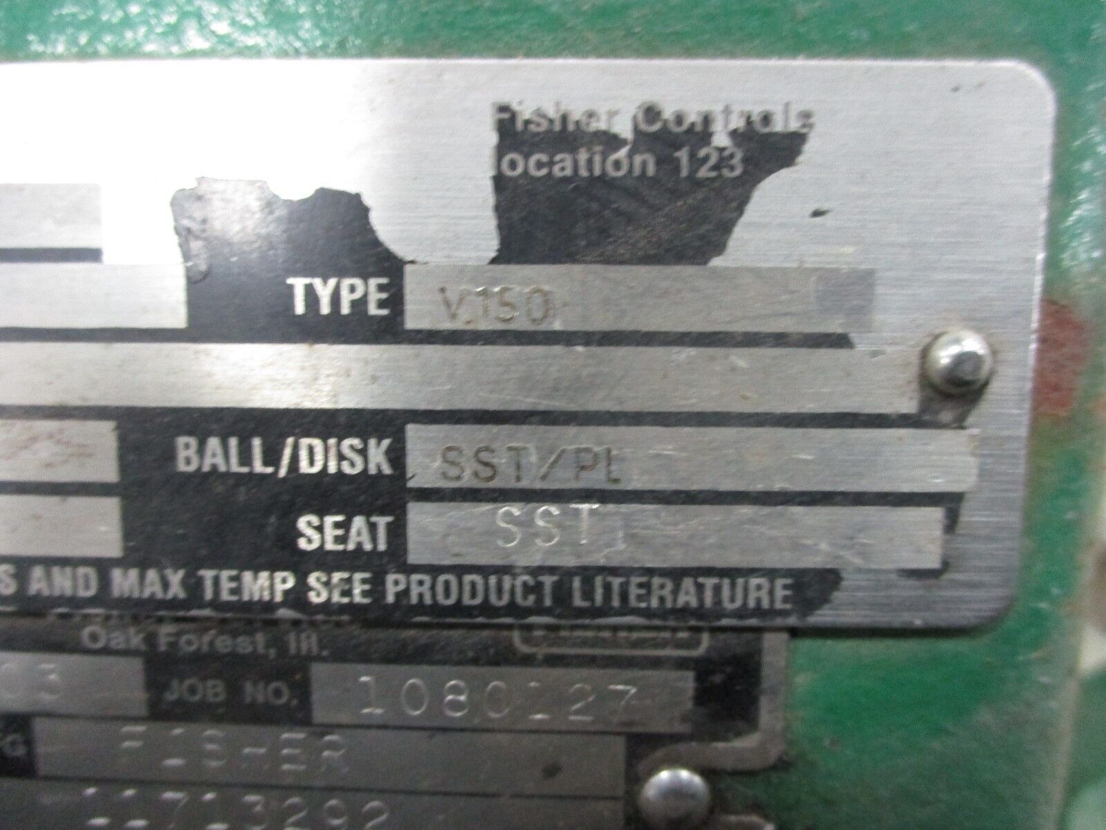 Fisher Diaphragm Control Valve 1052 / V150 Used