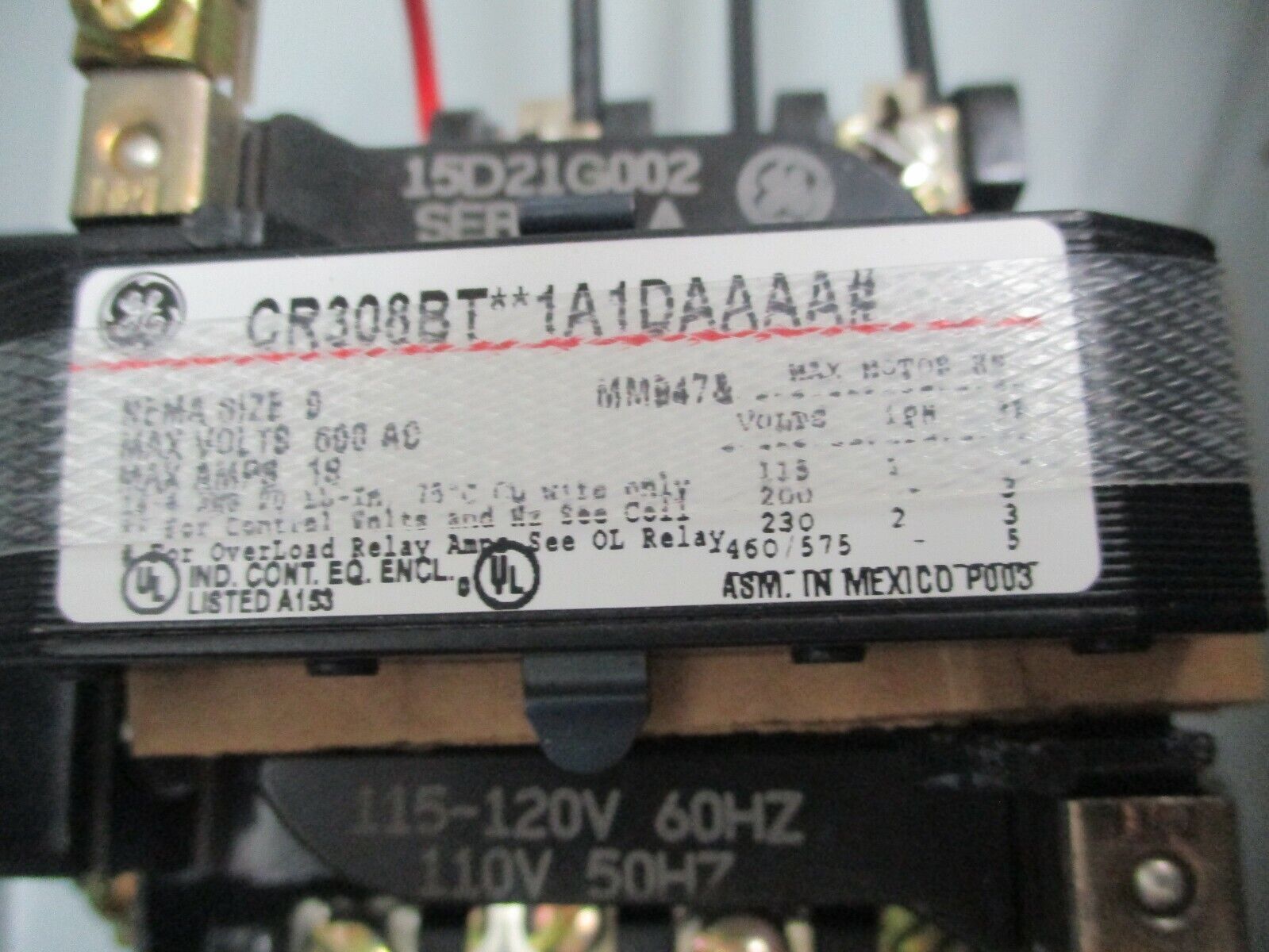 GE Size 0 Combination CR308BT021A1DAAAA 115-120V Coil New Surplus