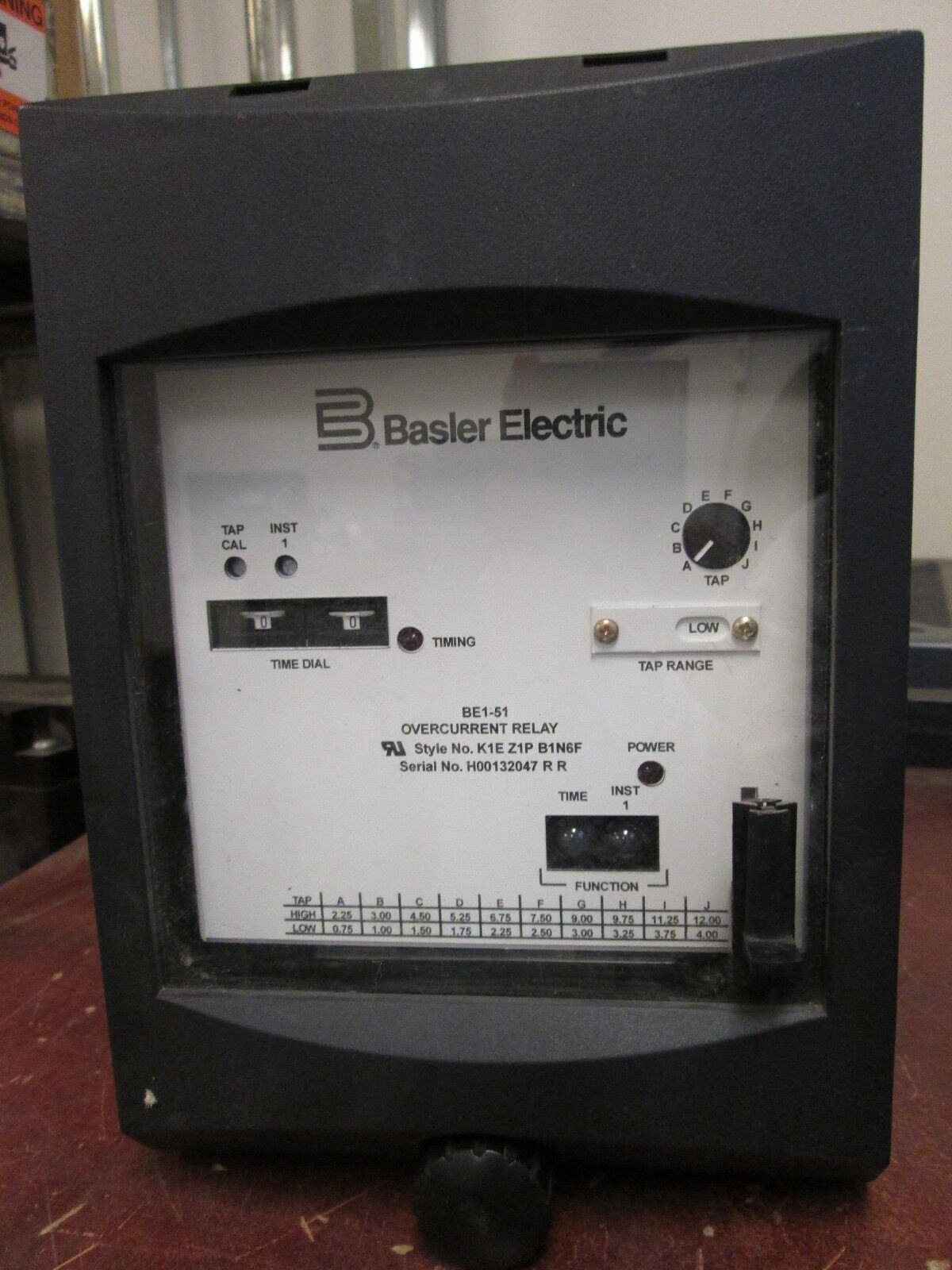 Basler Electric BE1-51 Overcurrent Relay K1E Z1P B1N6F Used