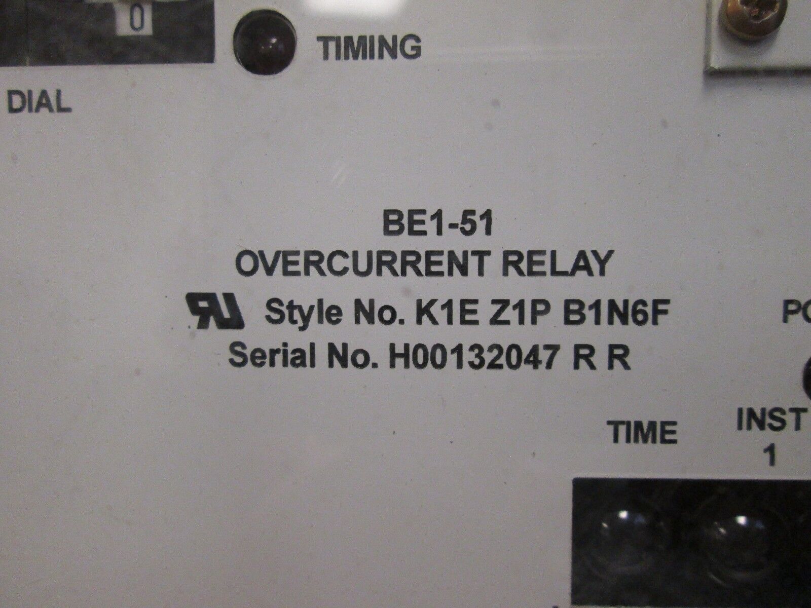 Basler Electric BE1-51 Overcurrent Relay K1E Z1P B1N6F Used