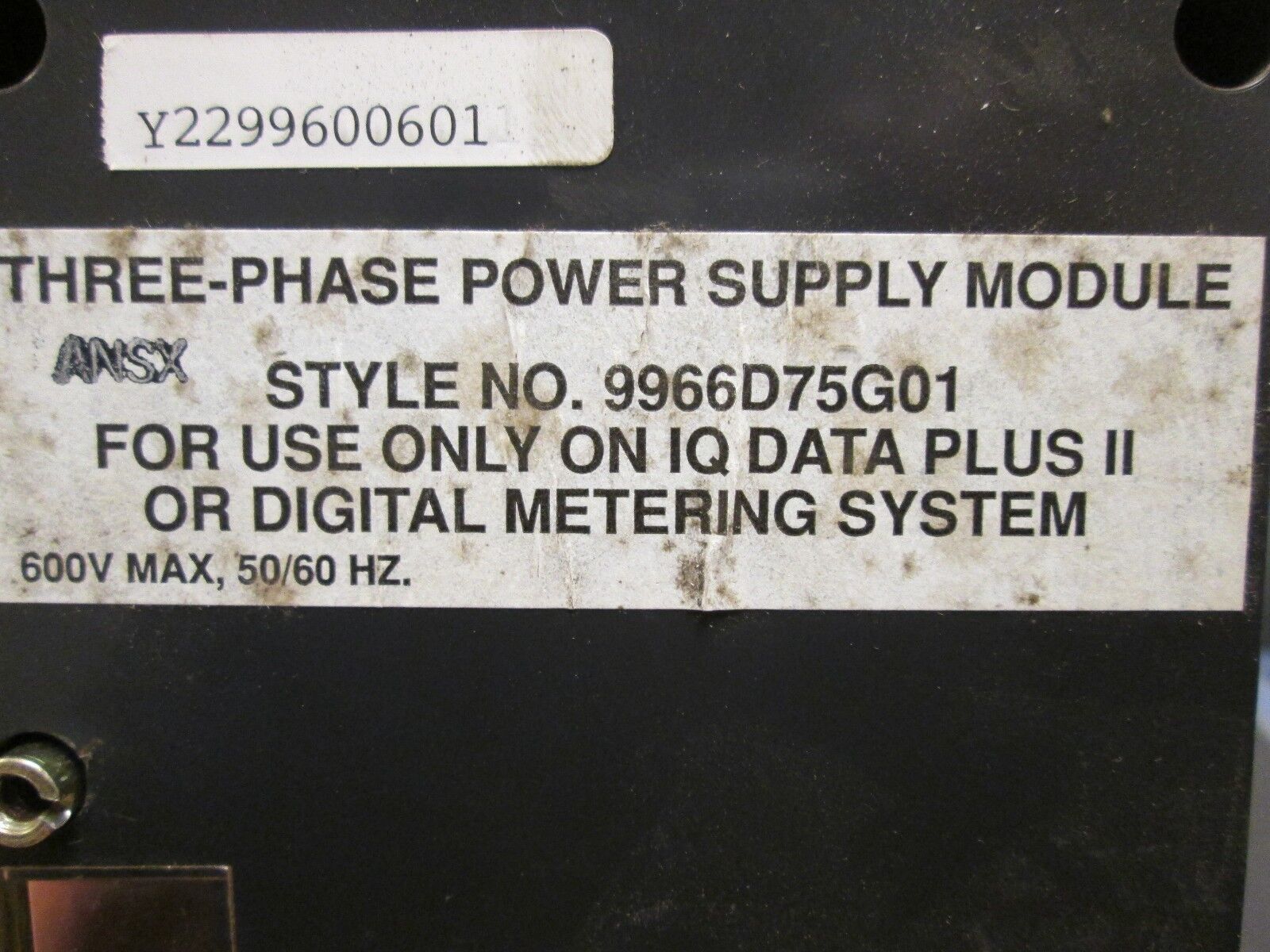 Cutler-Hammer Three Phase Power Supply 9966D75G01 For IQ Data Plus II