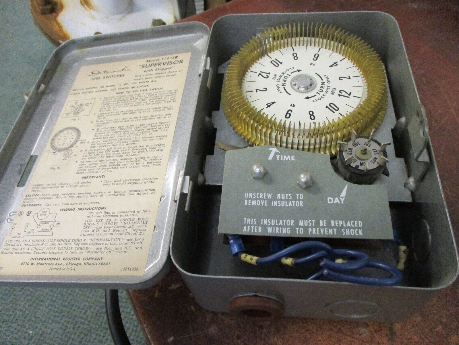 Intermatic Supervisor Time Switch w/Skipper T1975 20A 125V 1P Used