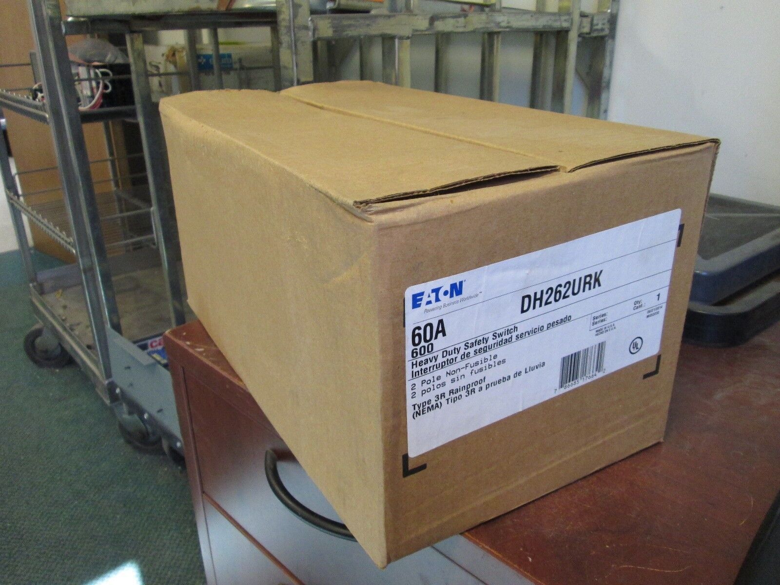 Eaton Non-Fusible 3R Safety Switch DH262URK 60A 600V 2P New Surplus