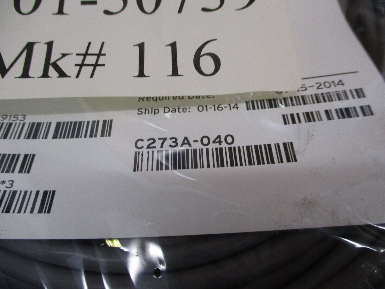 SEL Cable C273A-040 Length: 40ft 9-Pin Male D-Sub Connectors New Surplus