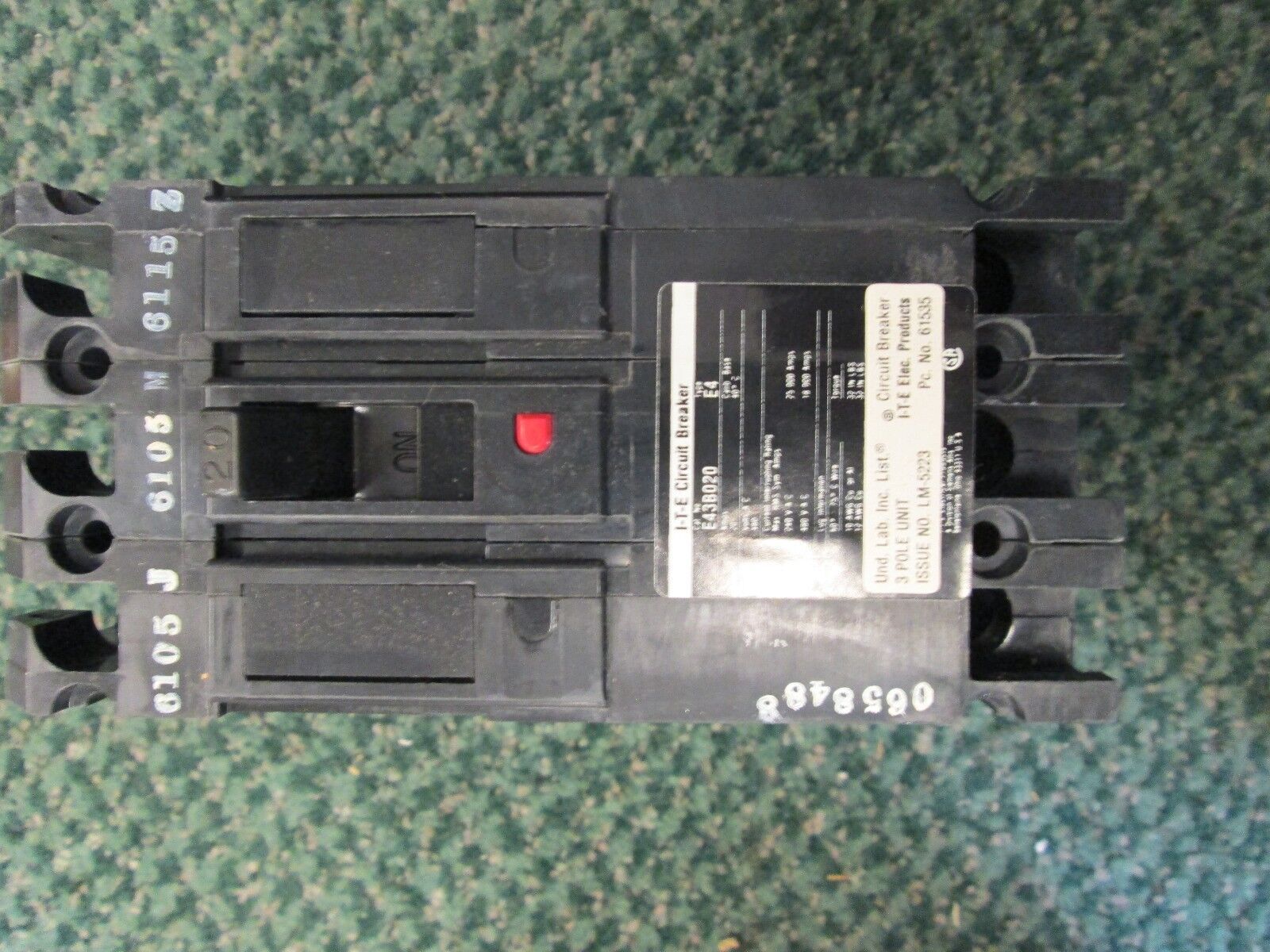 ITE Circuit Breaker E43B020, Type: E4, Frame E, 20A 480V, NEW