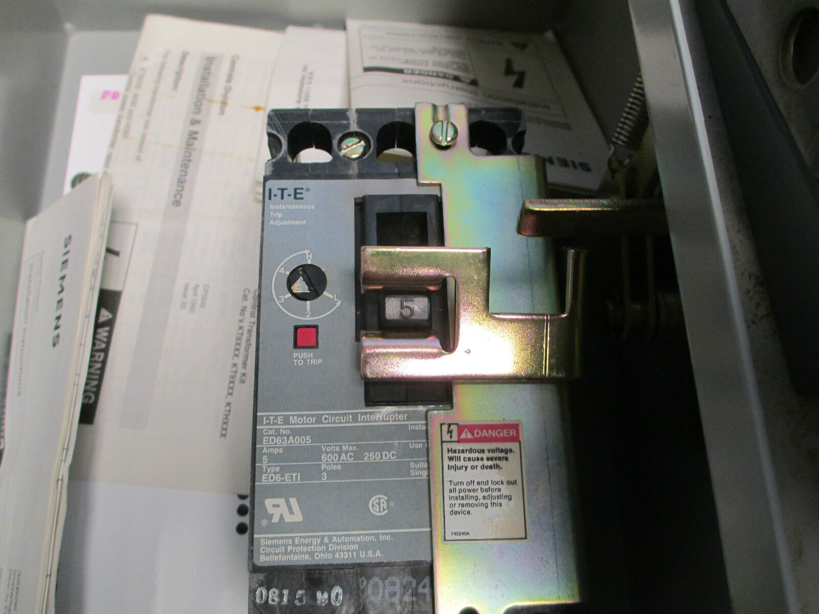 Siemens Combination Size 1 Circuit Breaker 5A 3P New Surplus