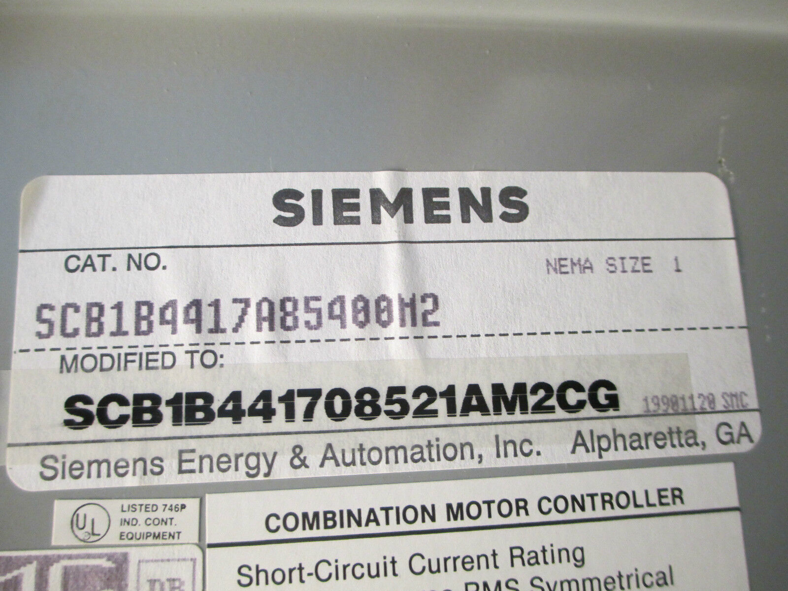 Siemens Combination Size 1 Circuit Breaker 5A 3P New Surplus